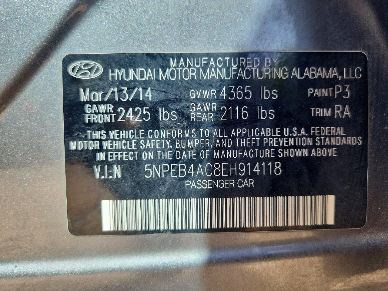 2014 Hyundai Sonata Gls Silver vin: 5NPEB4AC8EH914118