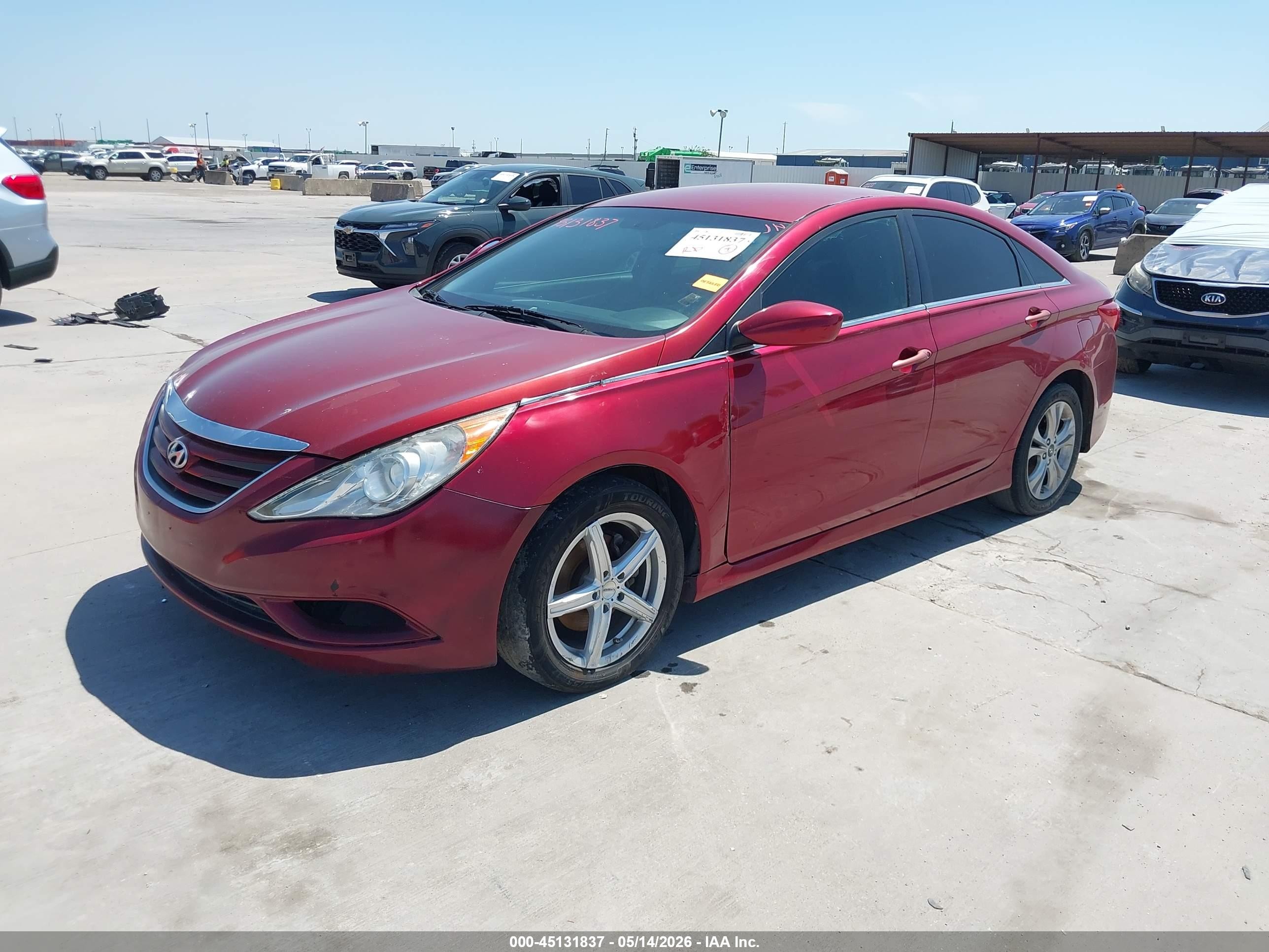 2014 Hyundai Sonata Gls Red vin: 5NPEB4AC8EH922008