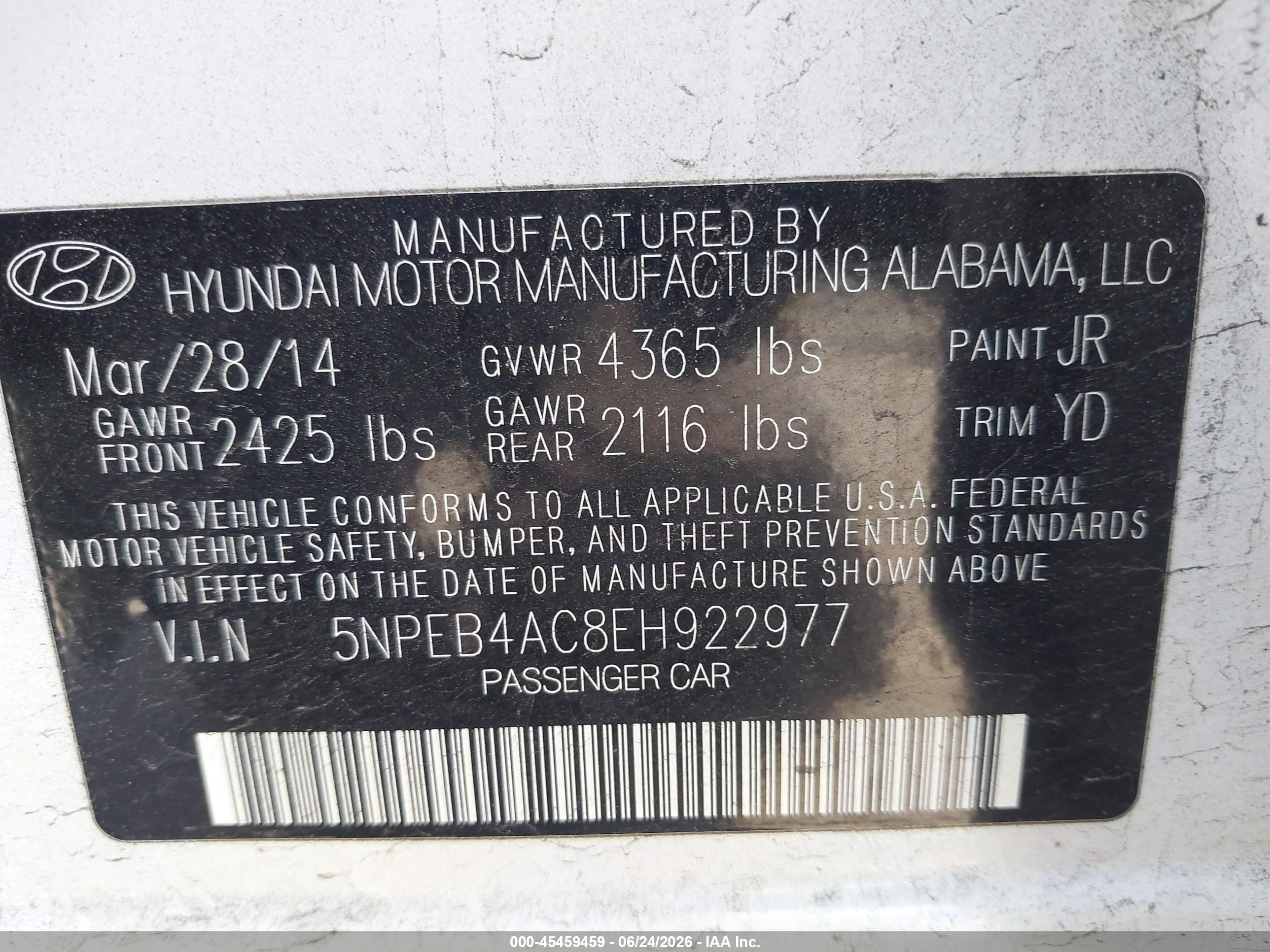 2014 Hyundai Sonata Gls White vin: 5NPEB4AC8EH922977