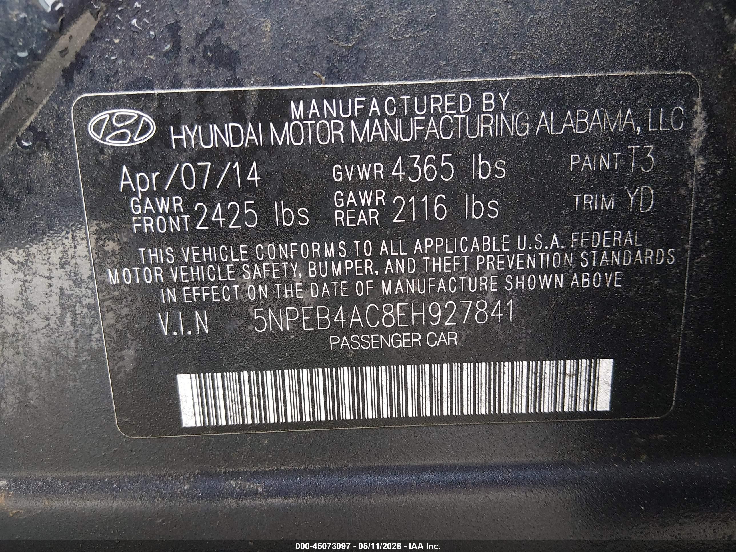 2014 Hyundai Sonata Gls Black vin: 5NPEB4AC8EH927841