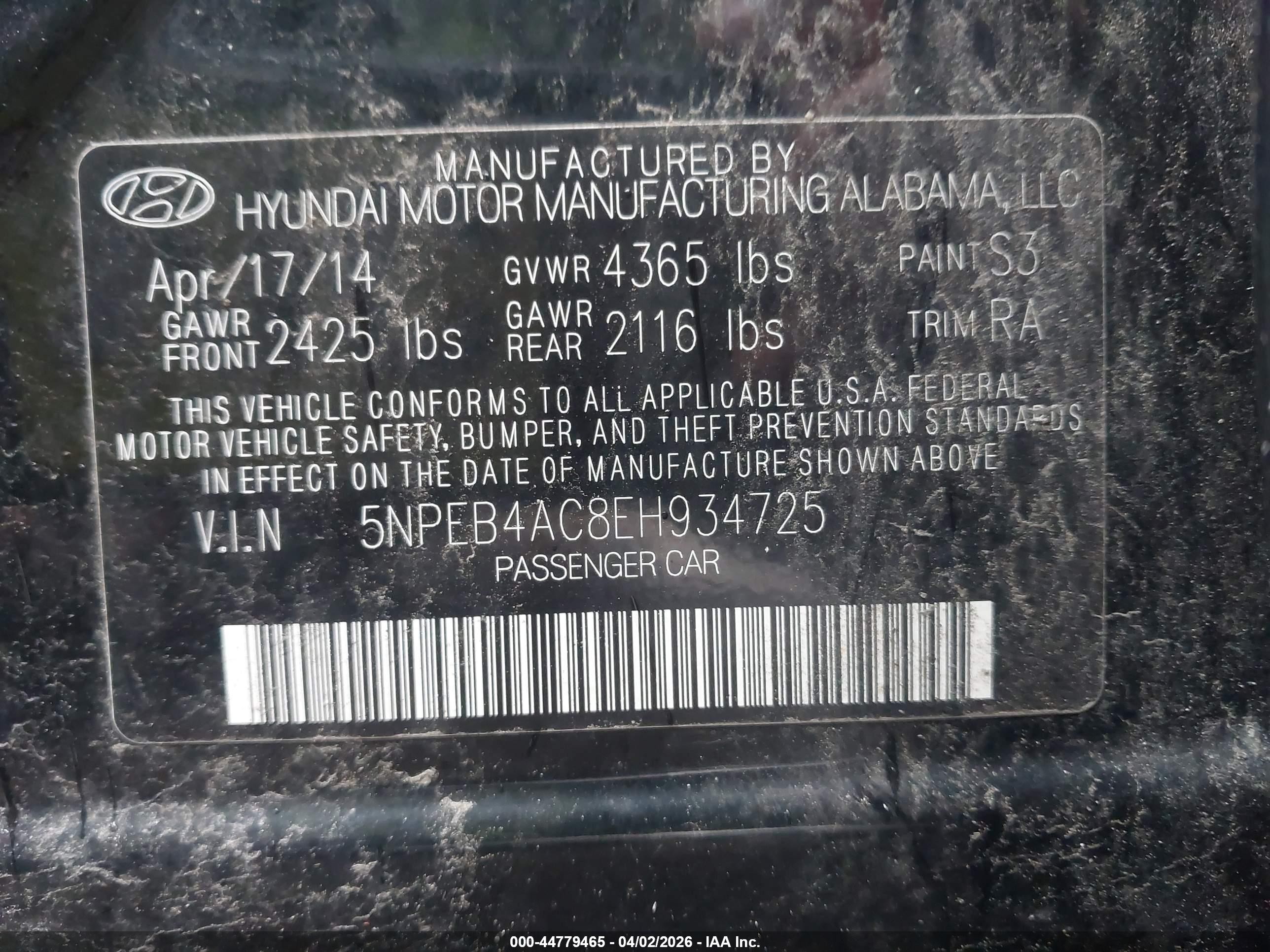 2014 Hyundai Sonata Gls Black vin: 5NPEB4AC8EH934725