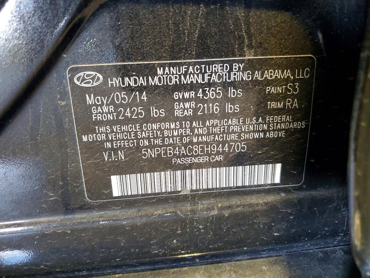 2014 Hyundai Sonata Gls Black vin: 5NPEB4AC8EH944705