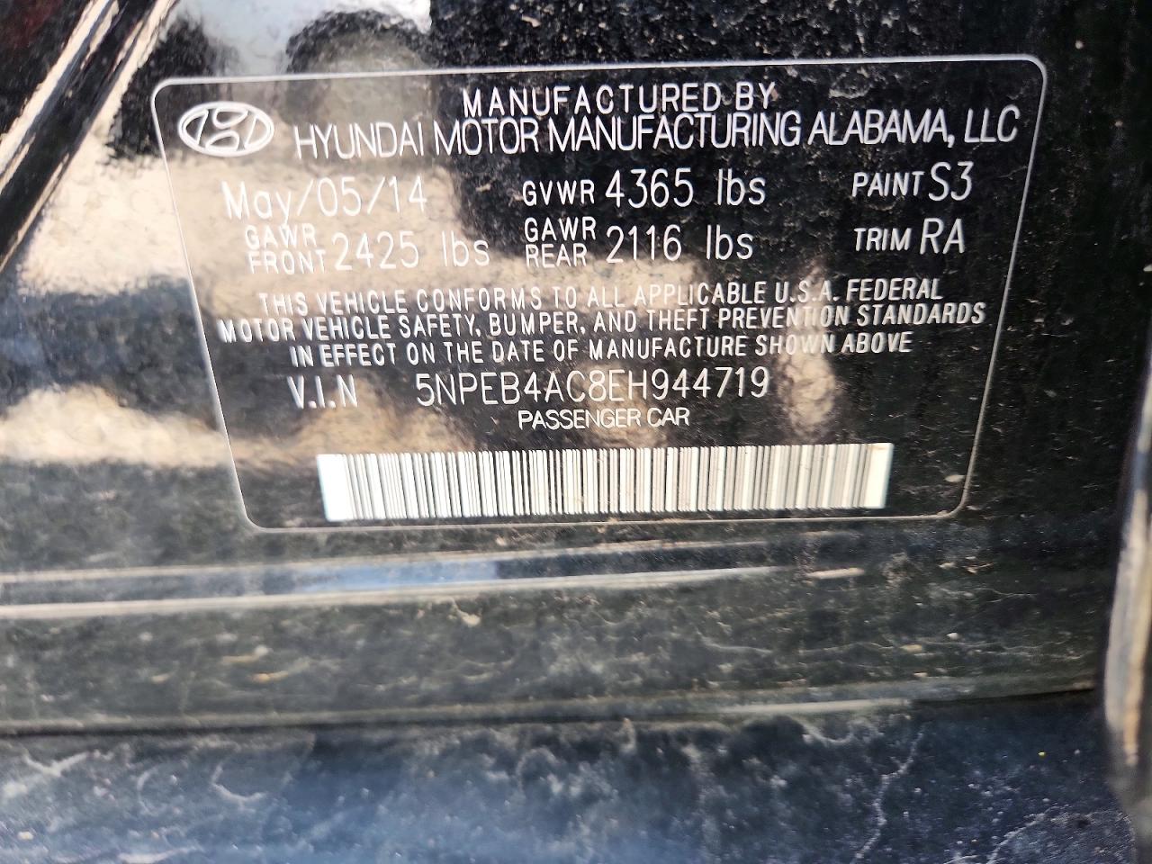 2014 Hyundai Sonata Gls Black vin: 5NPEB4AC8EH944719