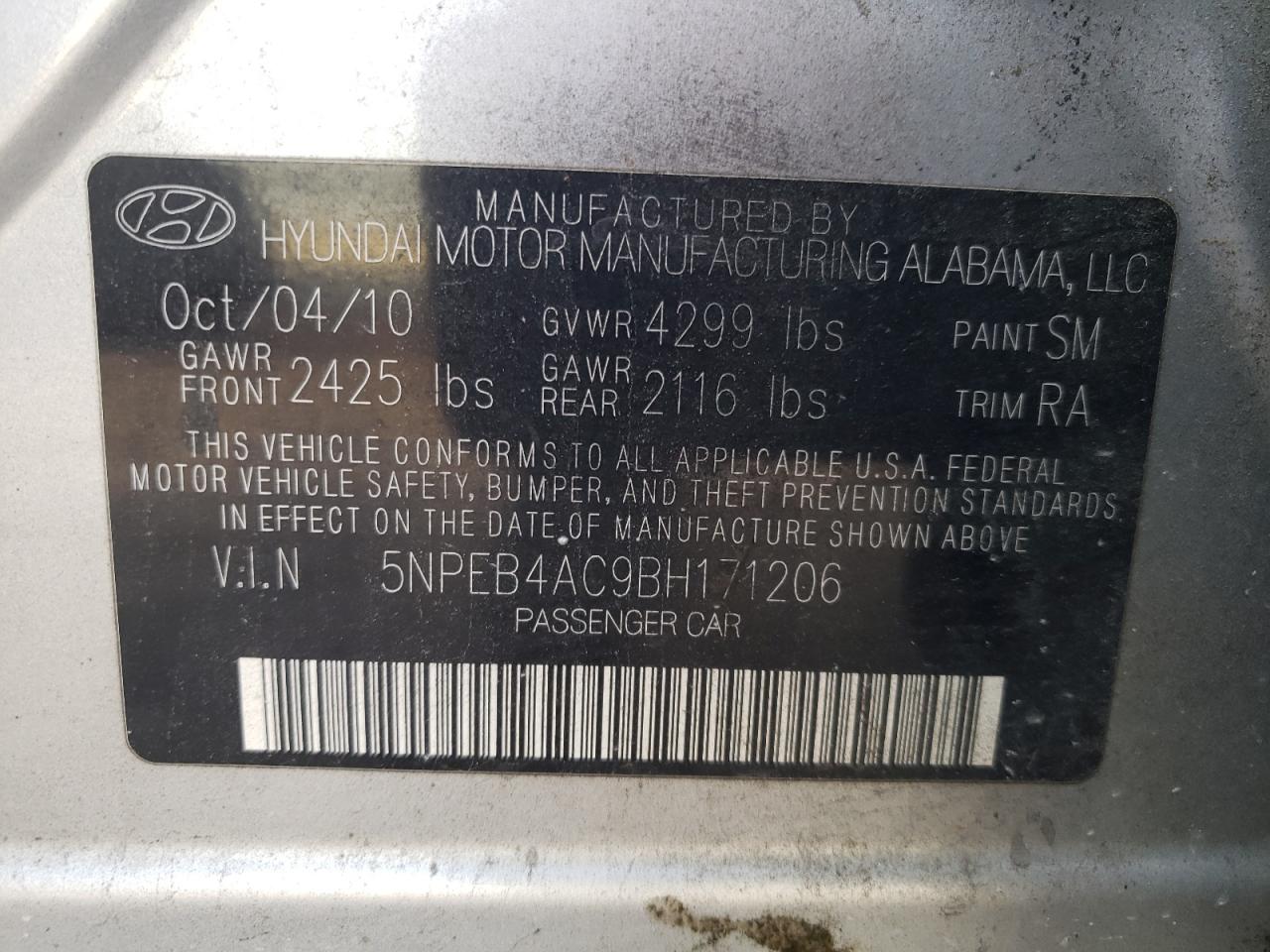 2011 Hyundai Sonata Gls Silver vin: 5NPEB4AC9BH171206
