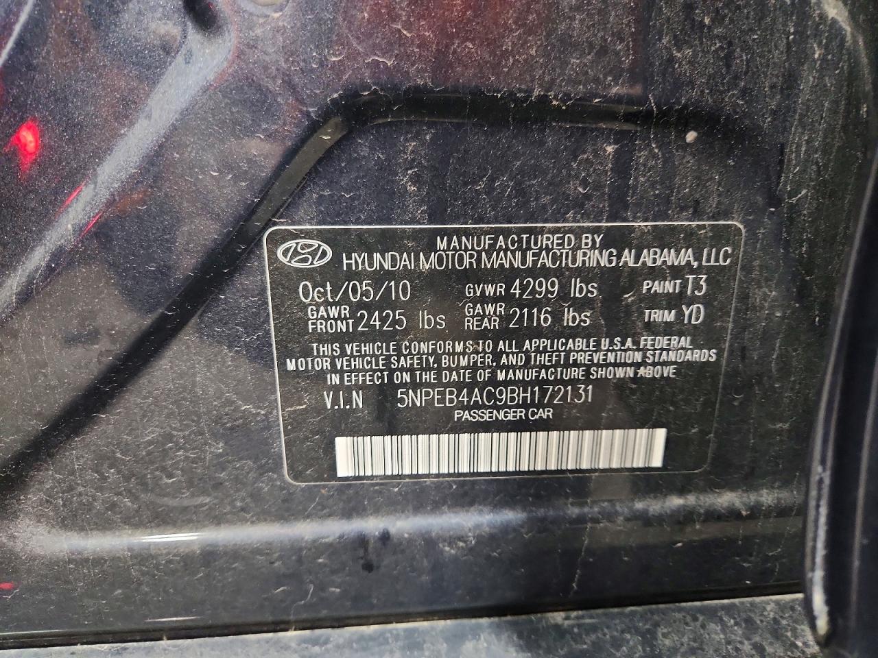 2011 Hyundai Sonata Gls Blue vin: 5NPEB4AC9BH172131