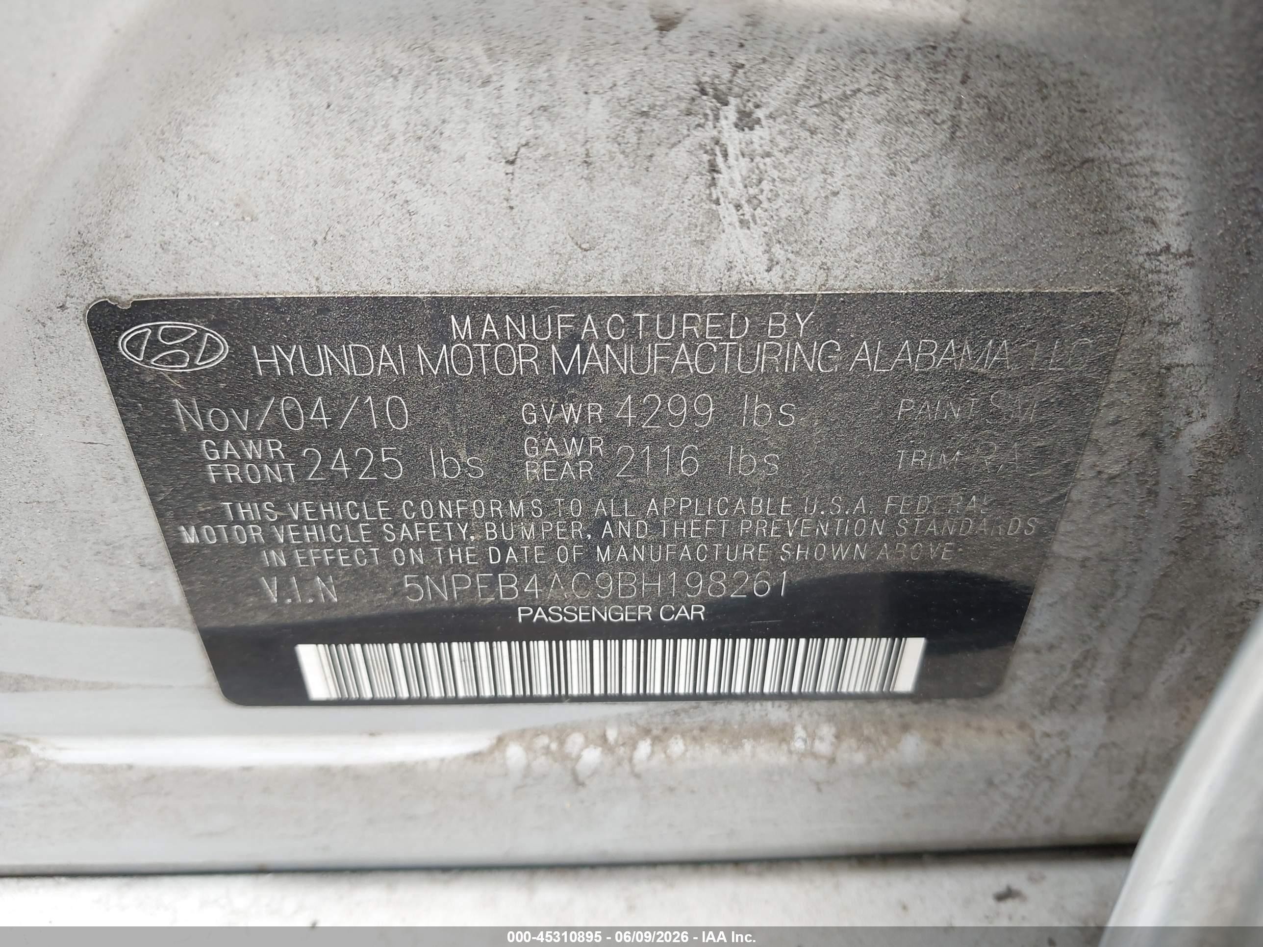 2011 Hyundai Sonata Gls Серебряный vin: 5NPEB4AC9BH198261