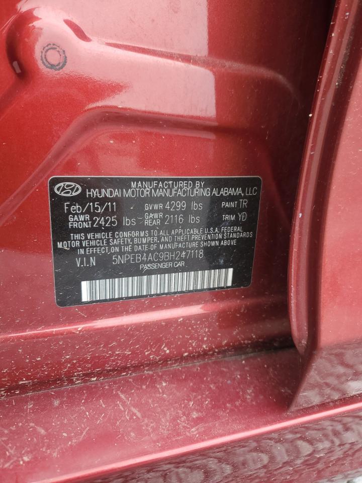 2011 Hyundai Sonata Gls Бордовый vin: 5NPEB4AC9BH247118