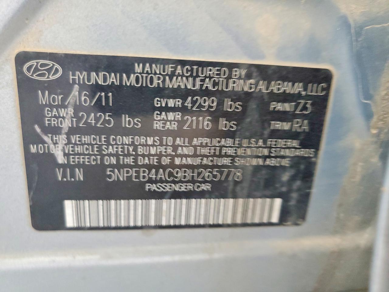 2011 Hyundai Sonata Gls Silver vin: 5NPEB4AC9BH265778