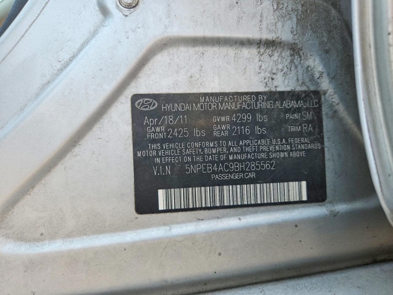 2011 Hyundai Sonata Gls Серебряный vin: 5NPEB4AC9BH285562