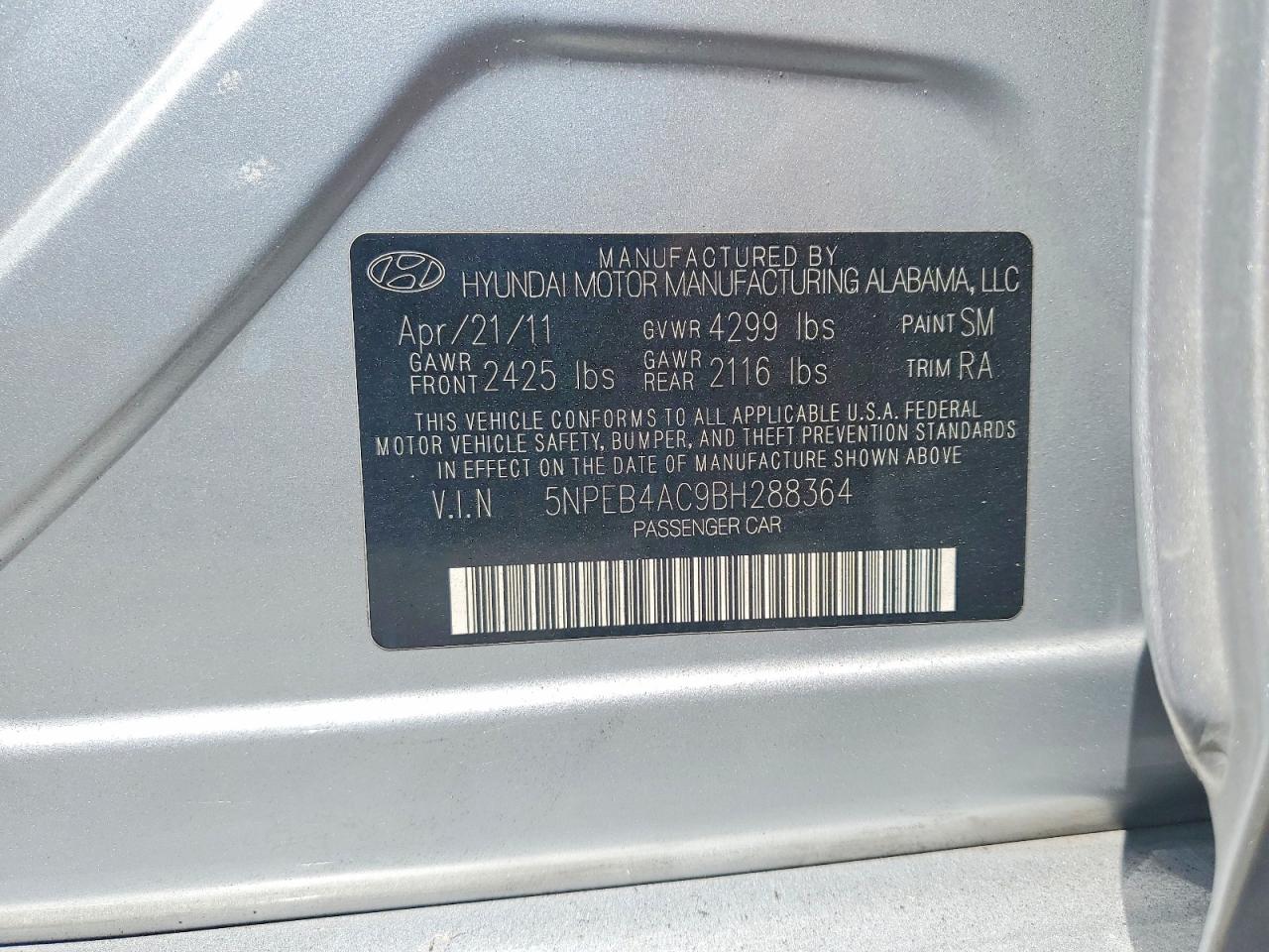 2011 Hyundai Sonata Gls Silver vin: 5NPEB4AC9BH288364