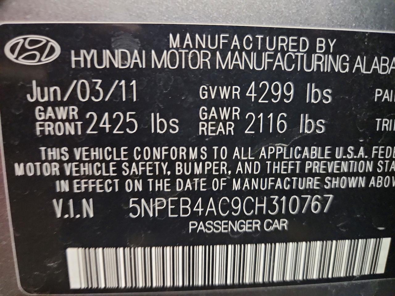 2012 Hyundai Sonata Gls Green vin: 5NPEB4AC9CH310767