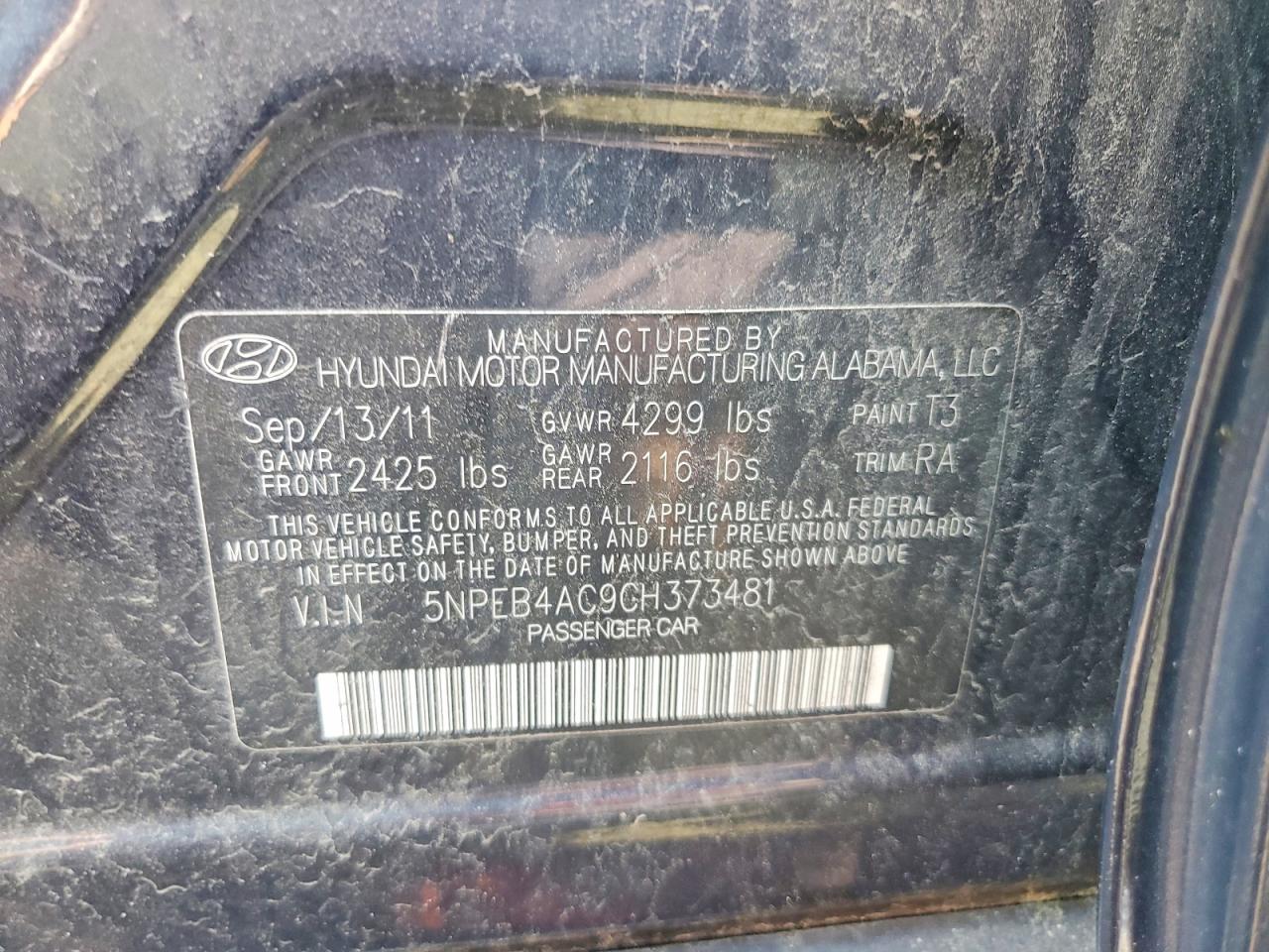 2012 Hyundai Sonata Gls Blue vin: 5NPEB4AC9CH373481