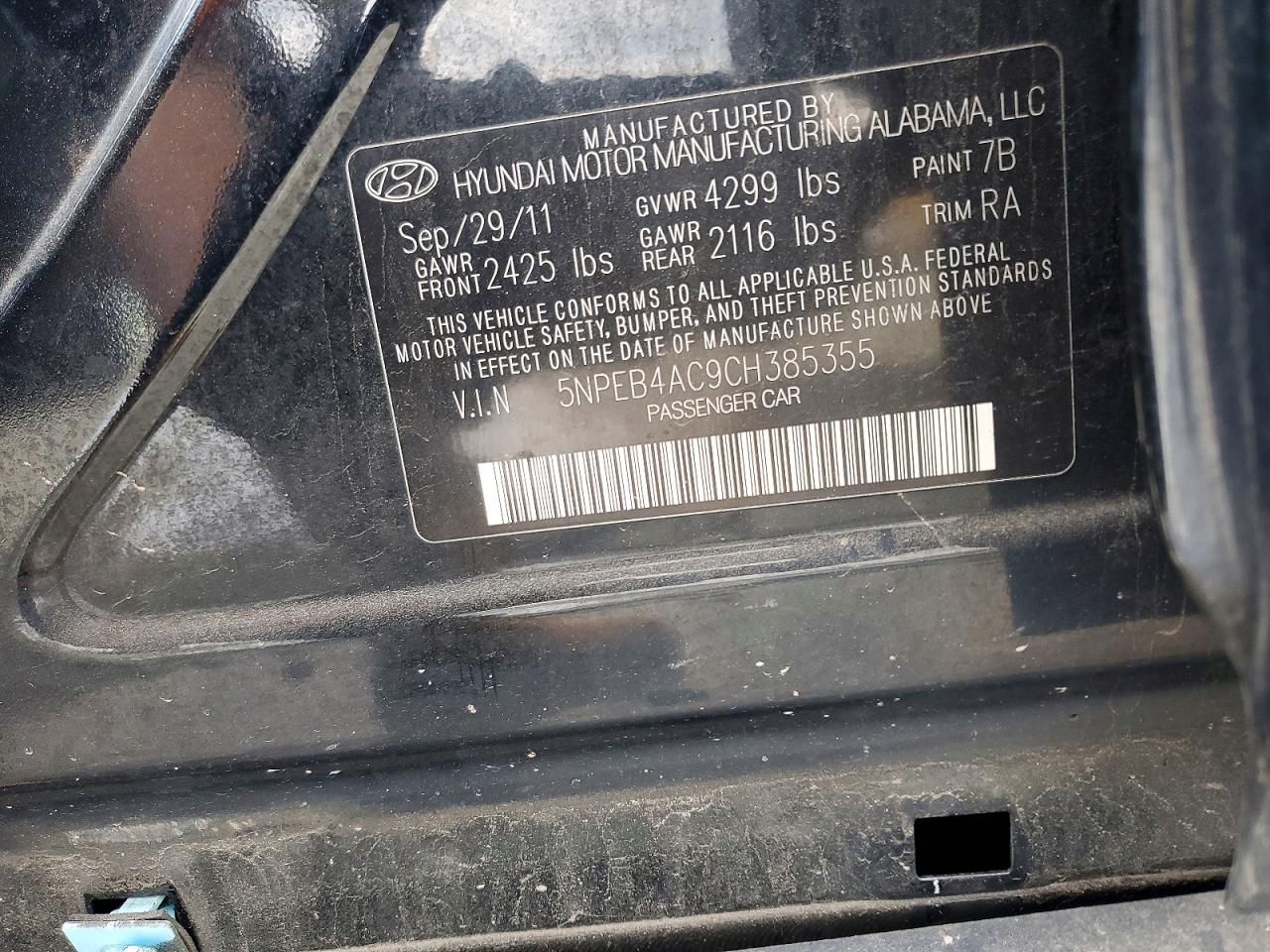 2012 Hyundai Sonata Gls Charcoal vin: 5NPEB4AC9CH385355