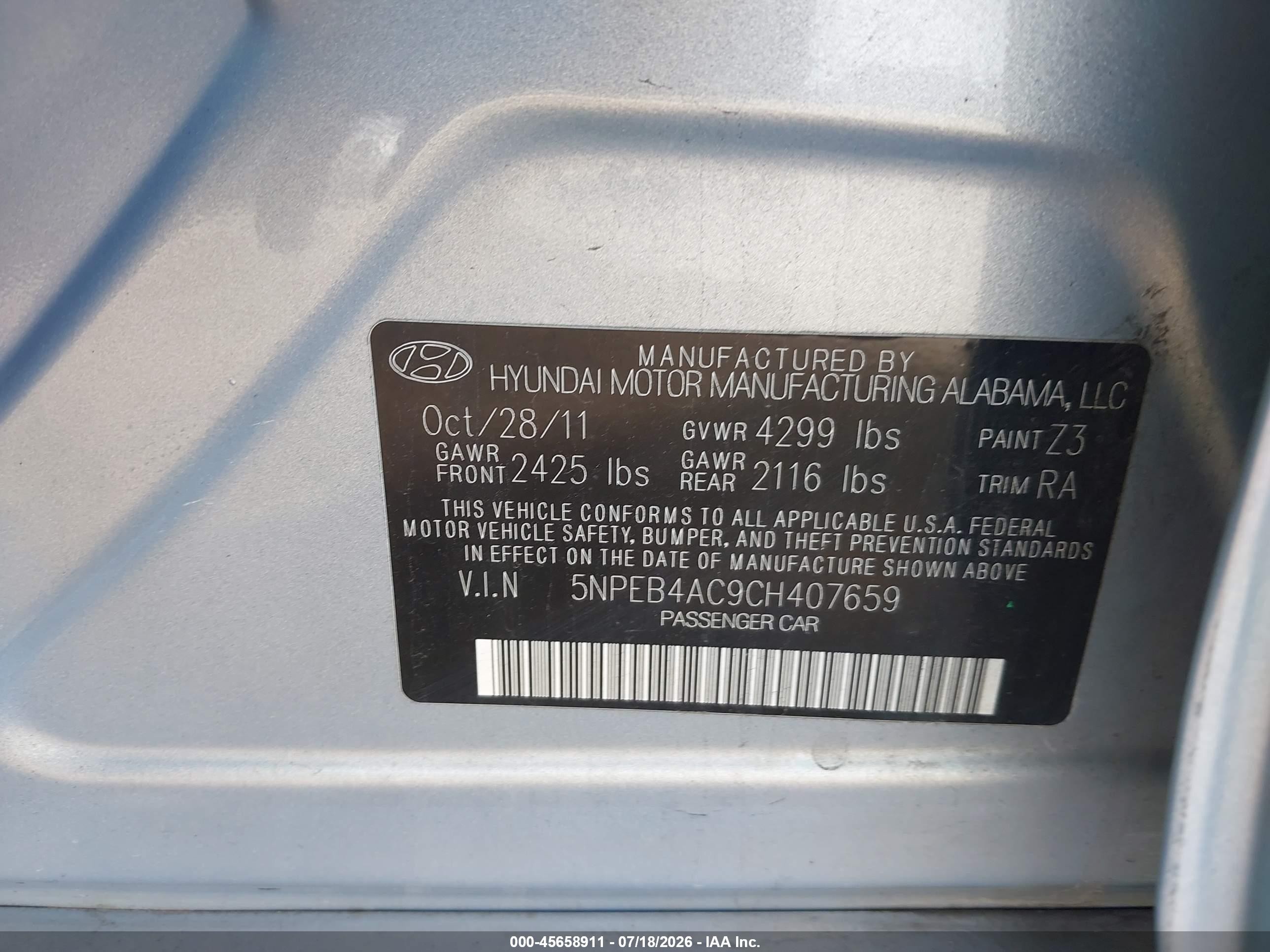 2012 Hyundai Sonata Gls Silver vin: 5NPEB4AC9CH407659