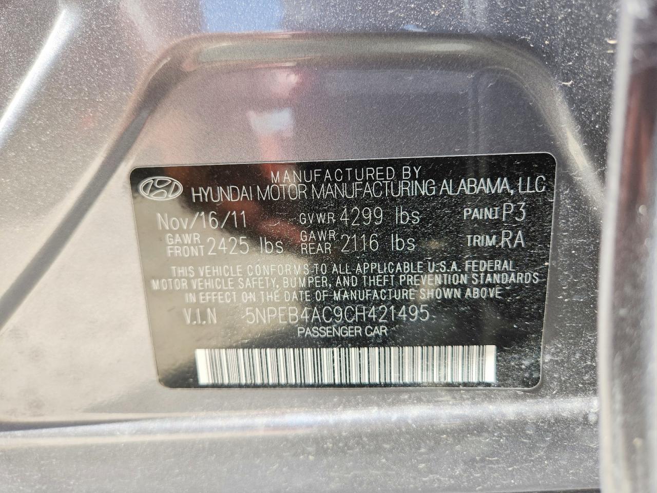 2012 Hyundai Sonata Gls Gray vin: 5NPEB4AC9CH421495