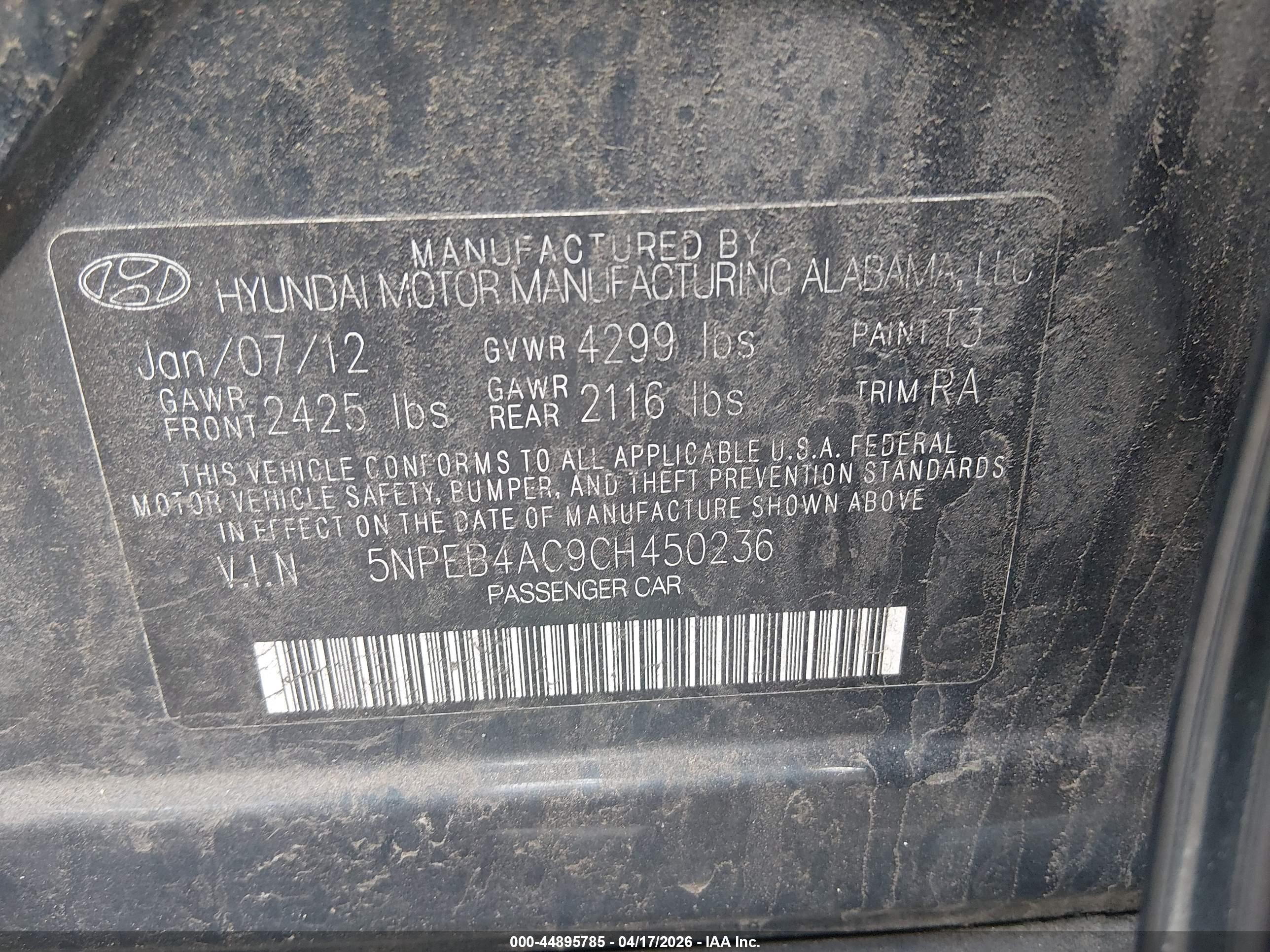 2012 Hyundai Sonata Gls Black vin: 5NPEB4AC9CH450236
