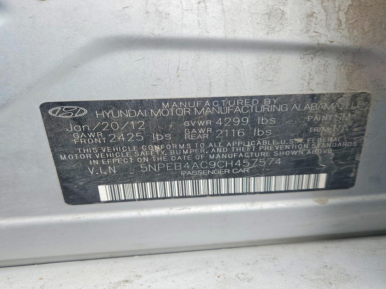 2012 Hyundai Sonata Gls Серебряный vin: 5NPEB4AC9CH457574