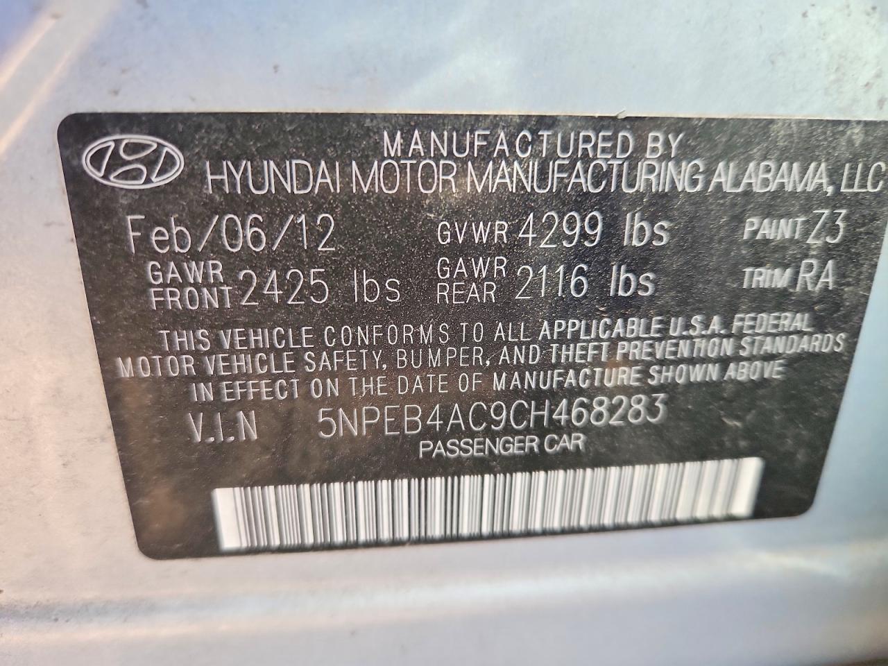 2012 Hyundai Sonata Gls Silver vin: 5NPEB4AC9CH468283