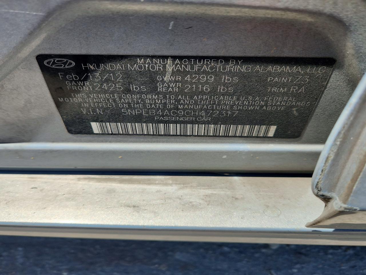 2012 Hyundai Sonata Gls Silver vin: 5NPEB4AC9CH472317
