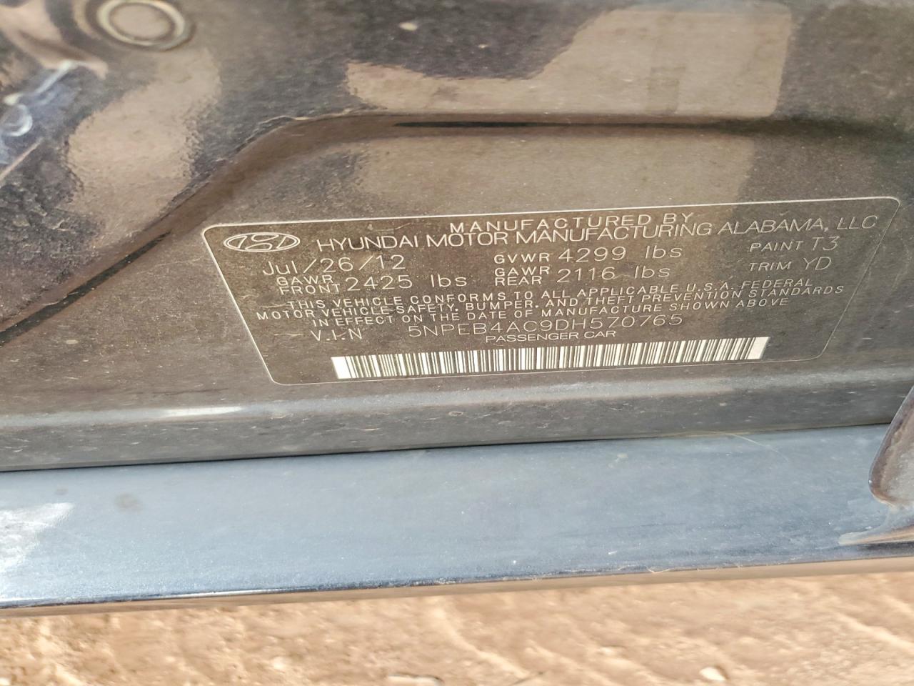 2013 Hyundai Sonata Gls Gray vin: 5NPEB4AC9DH570765