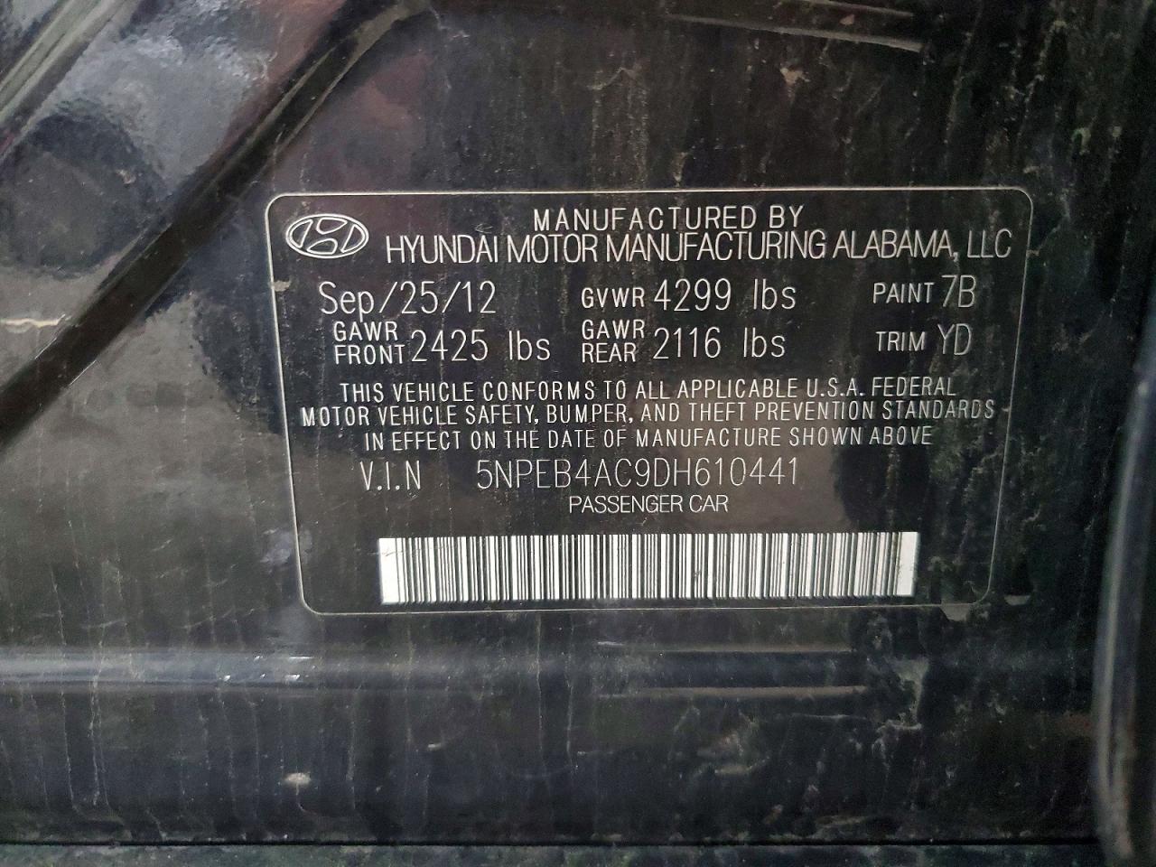 2013 Hyundai Sonata Gls Black vin: 5NPEB4AC9DH610441