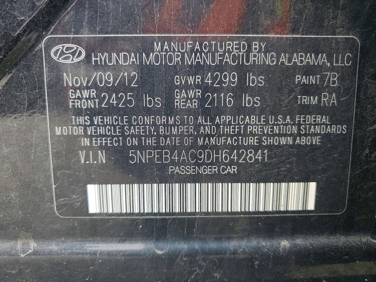 2013 Hyundai Sonata Gls Black vin: 5NPEB4AC9DH642841