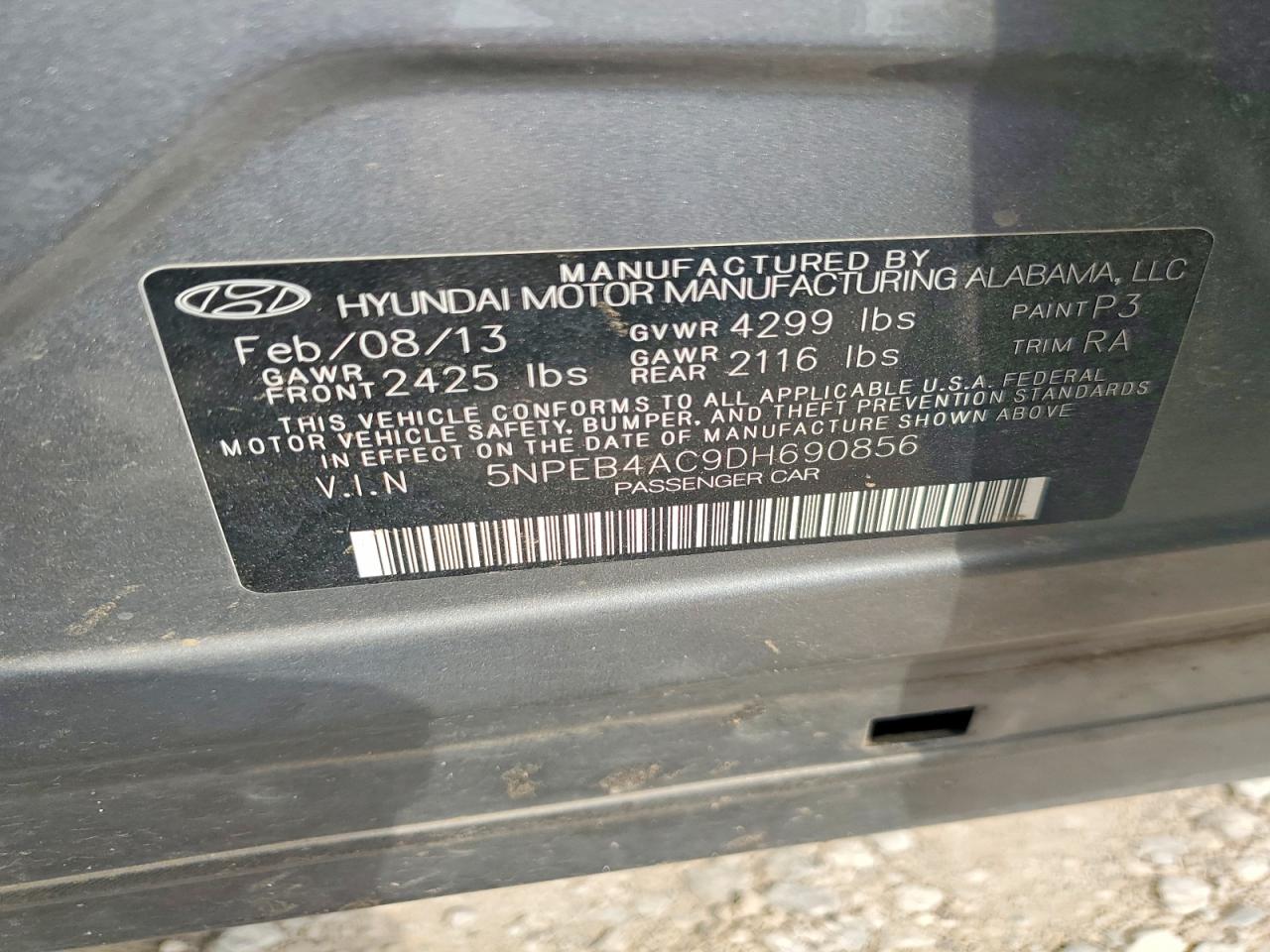 2013 Hyundai Sonata Gls Silver vin: 5NPEB4AC9DH690856