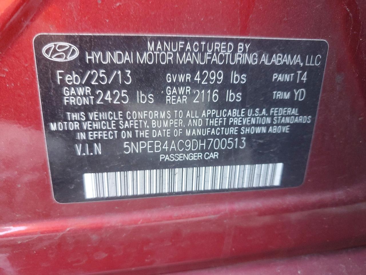 2013 Hyundai Sonata Gls Красный vin: 5NPEB4AC9DH700513