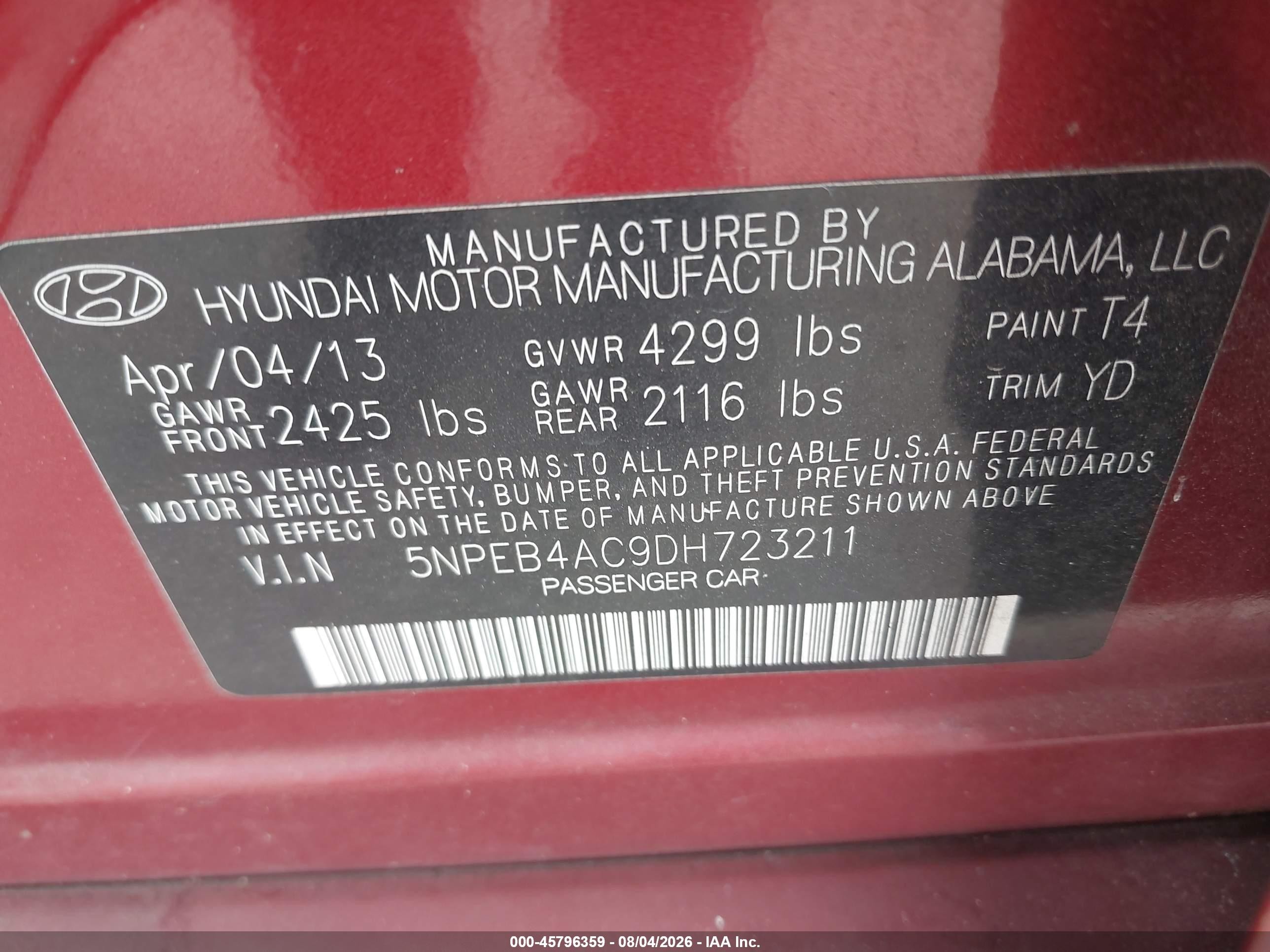 2013 Hyundai Sonata Gls Красный vin: 5NPEB4AC9DH723211