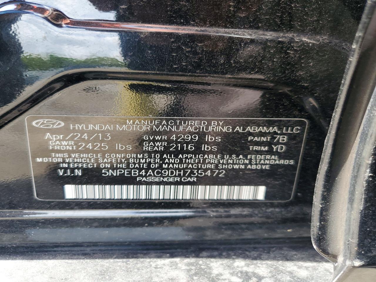 2013 Hyundai Sonata Gls Black vin: 5NPEB4AC9DH735472