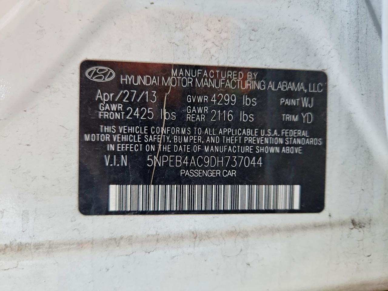 2013 Hyundai Sonata Gls White vin: 5NPEB4AC9DH737044