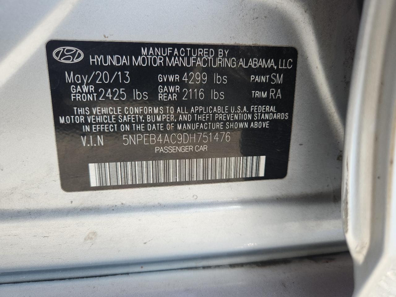 2013 Hyundai Sonata Gls Silver vin: 5NPEB4AC9DH751476