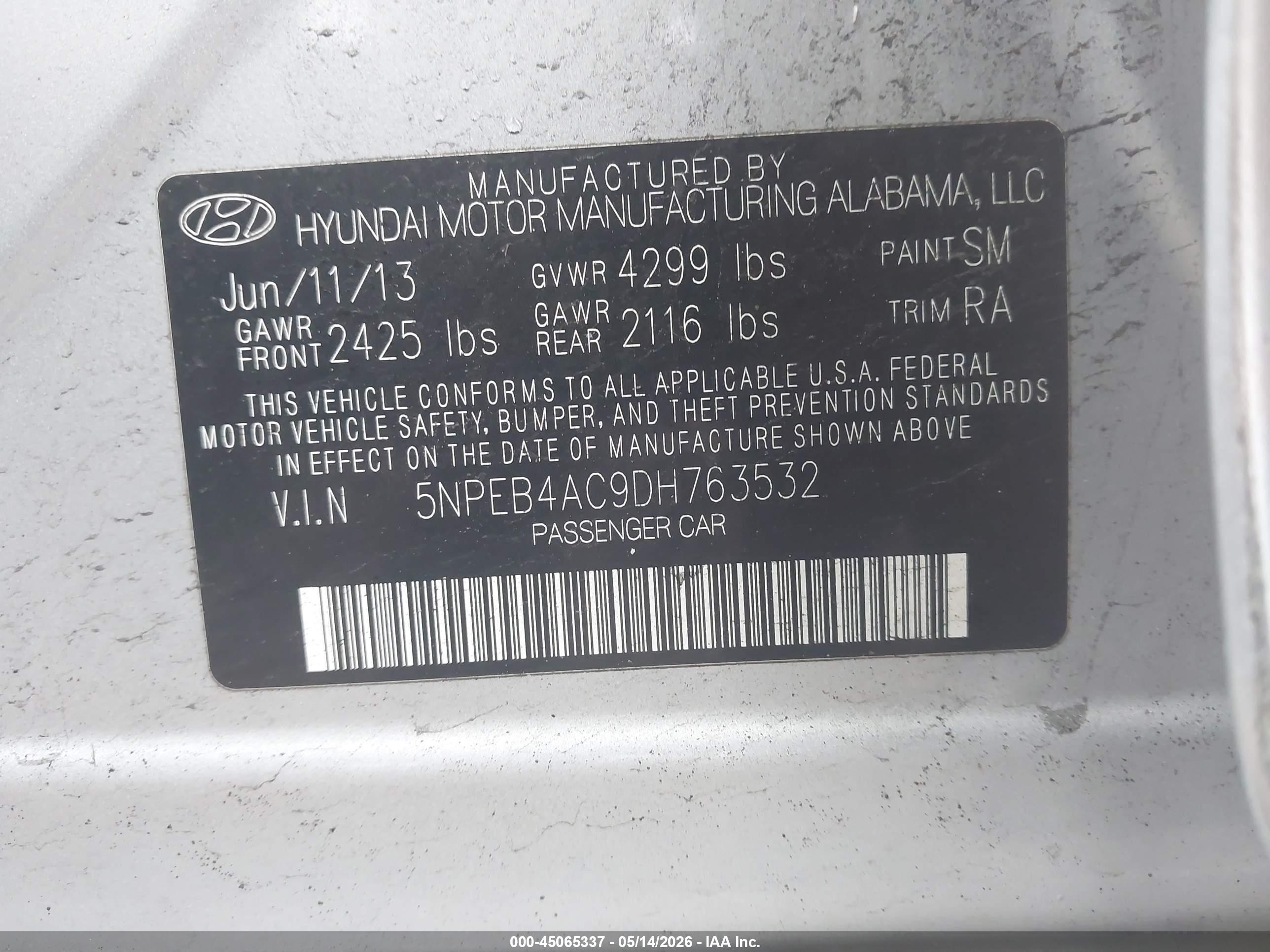 2013 Hyundai Sonata Gls Silver vin: 5NPEB4AC9DH763532