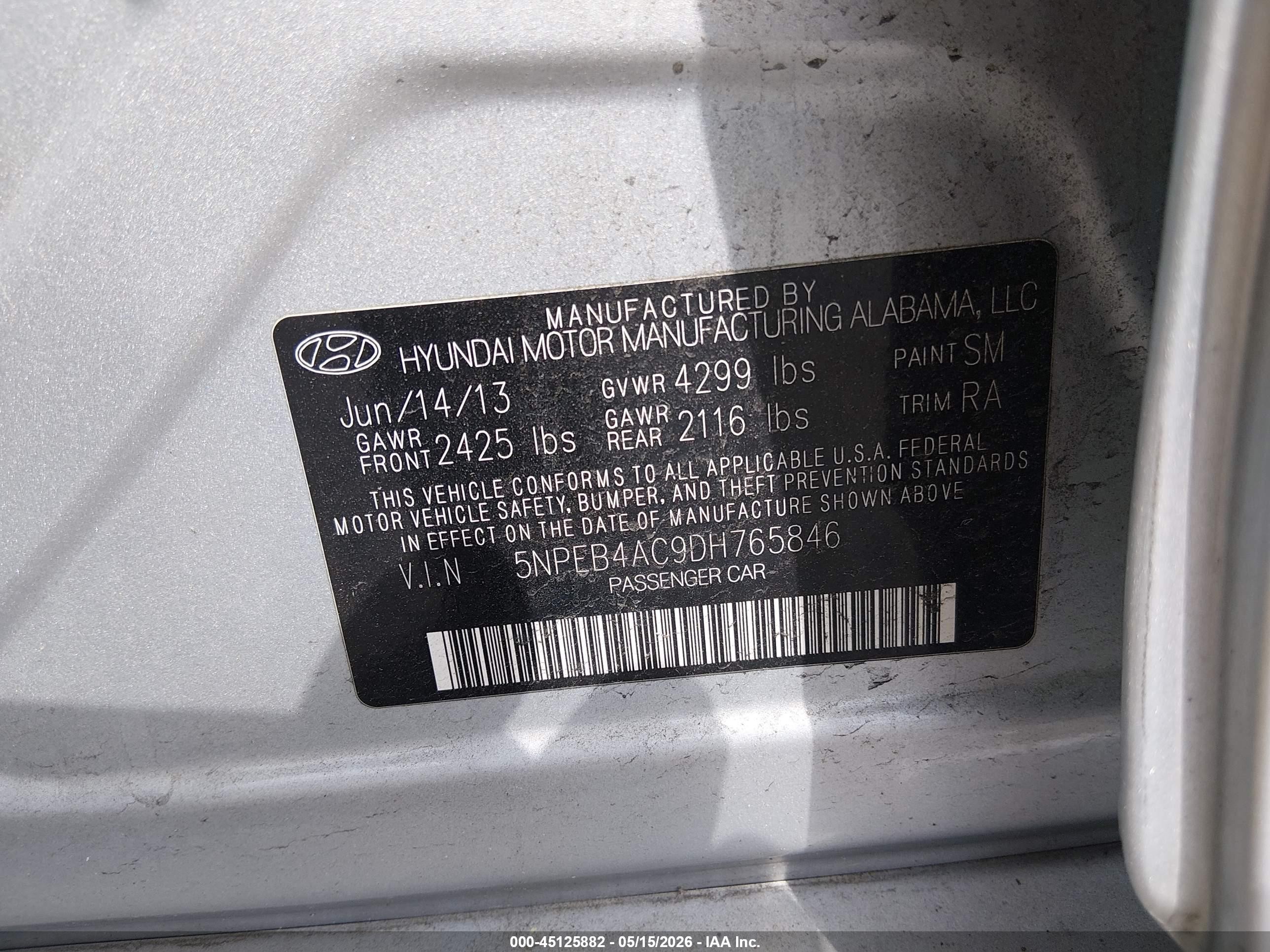 2013 Hyundai Sonata Gls Silver vin: 5NPEB4AC9DH765846