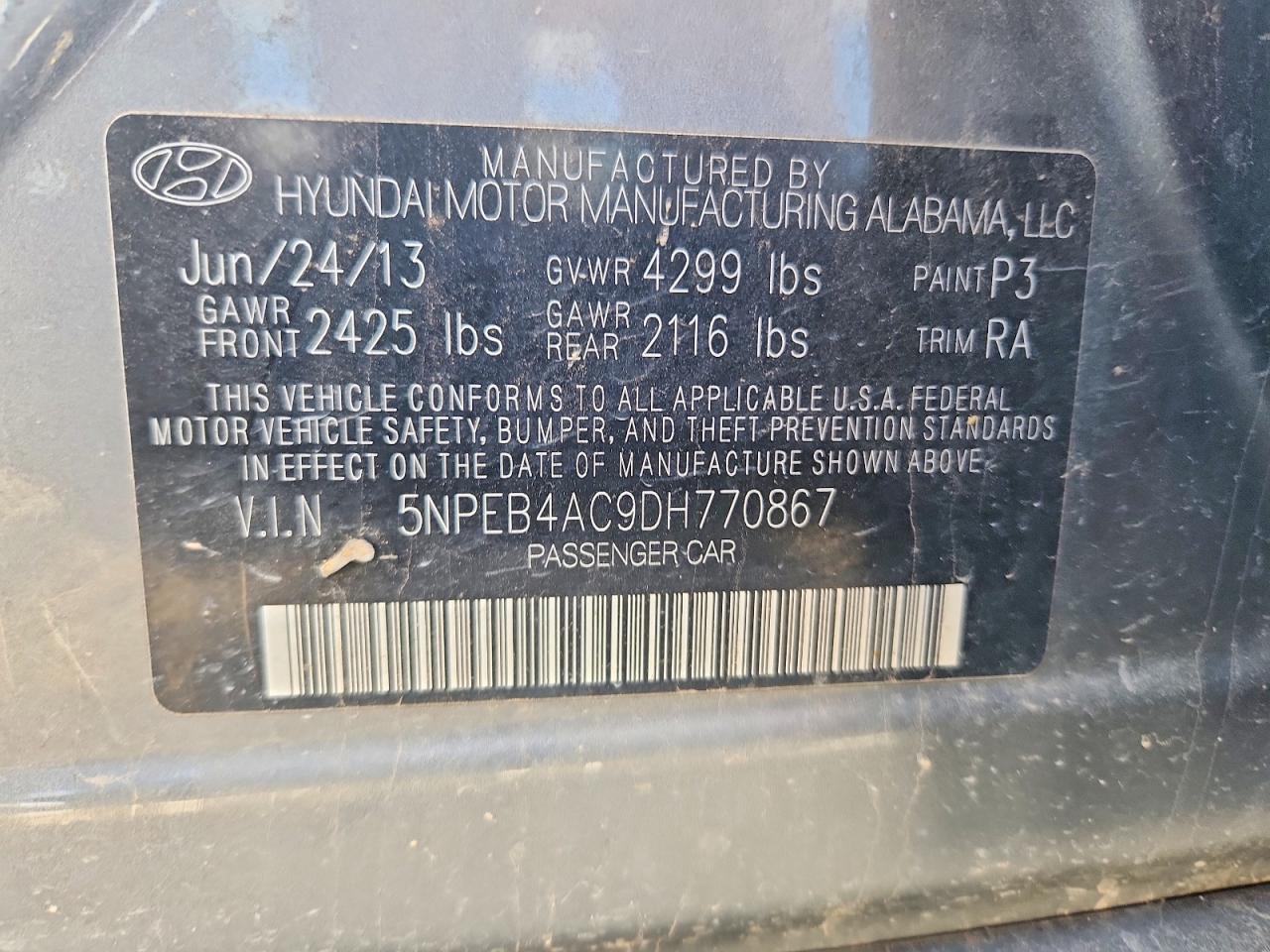 2013 Hyundai Sonata Gls Gray vin: 5NPEB4AC9DH770867