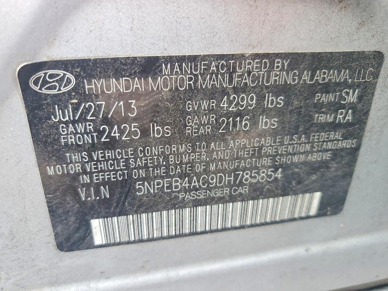 2013 Hyundai Sonata Gls Silver vin: 5NPEB4AC9DH785854