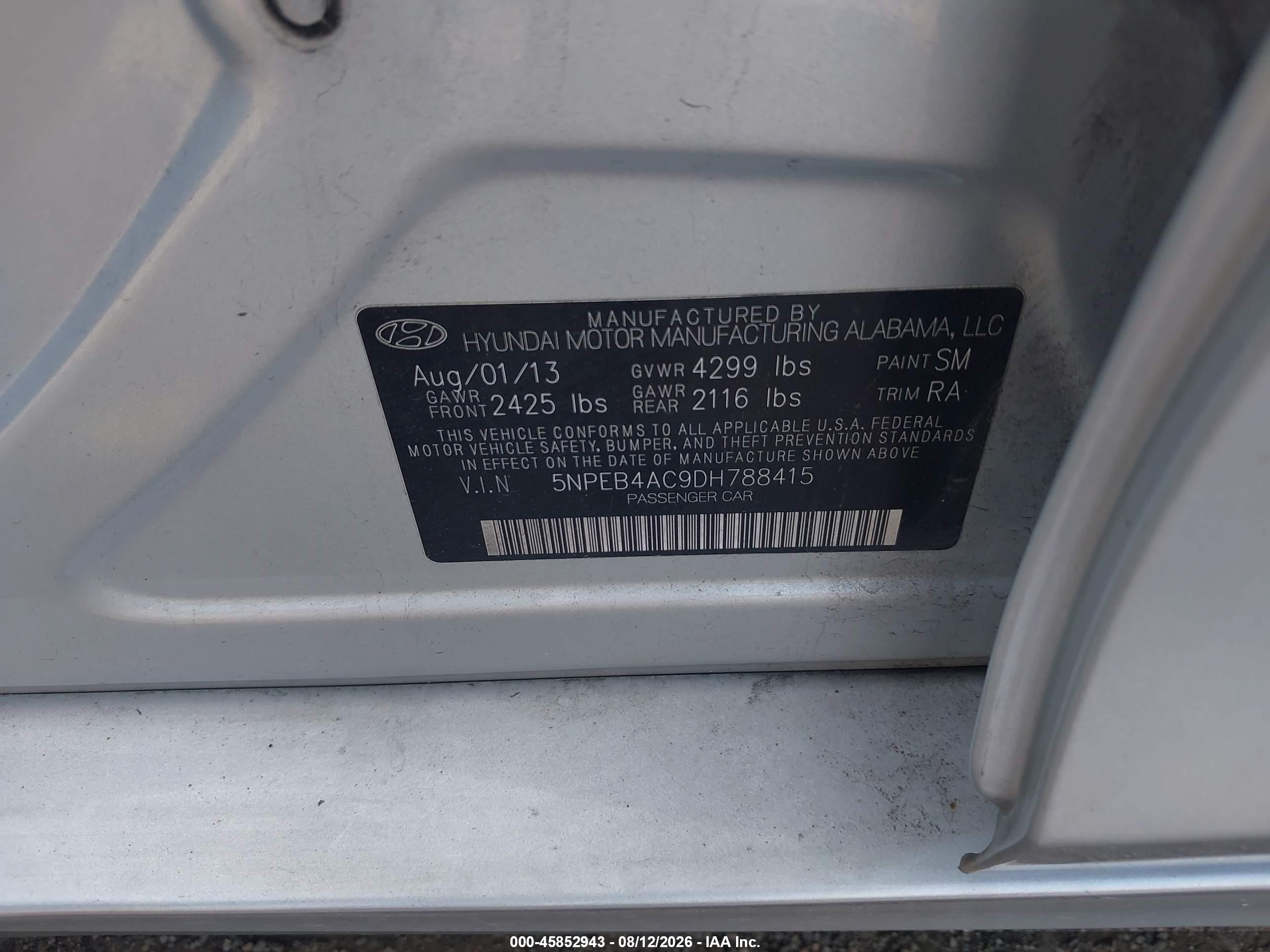 2013 Hyundai Sonata Gls Серебряный vin: 5NPEB4AC9DH788415