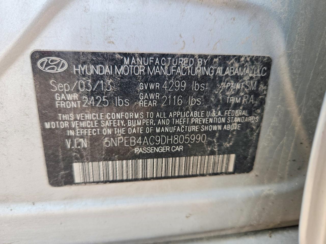 2013 Hyundai Sonata Gls Silver vin: 5NPEB4AC9DH805990