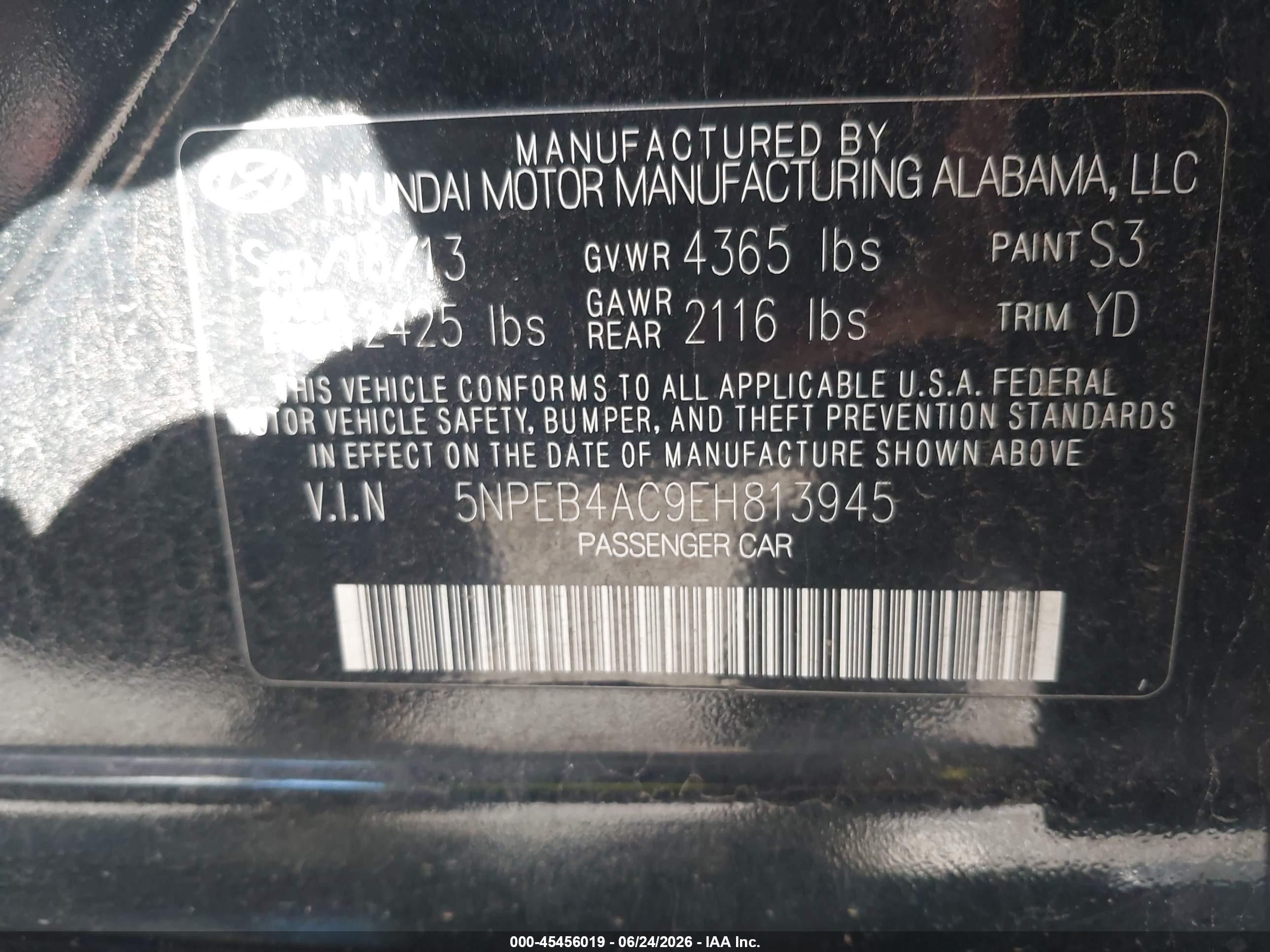 2014 Hyundai Sonata Gls Black vin: 5NPEB4AC9EH813945
