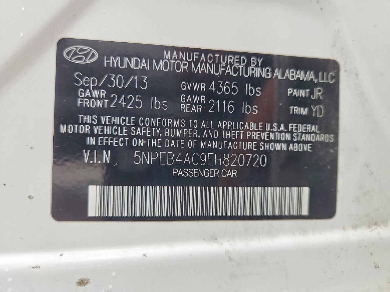2014 Hyundai Sonata Gls White vin: 5NPEB4AC9EH820720