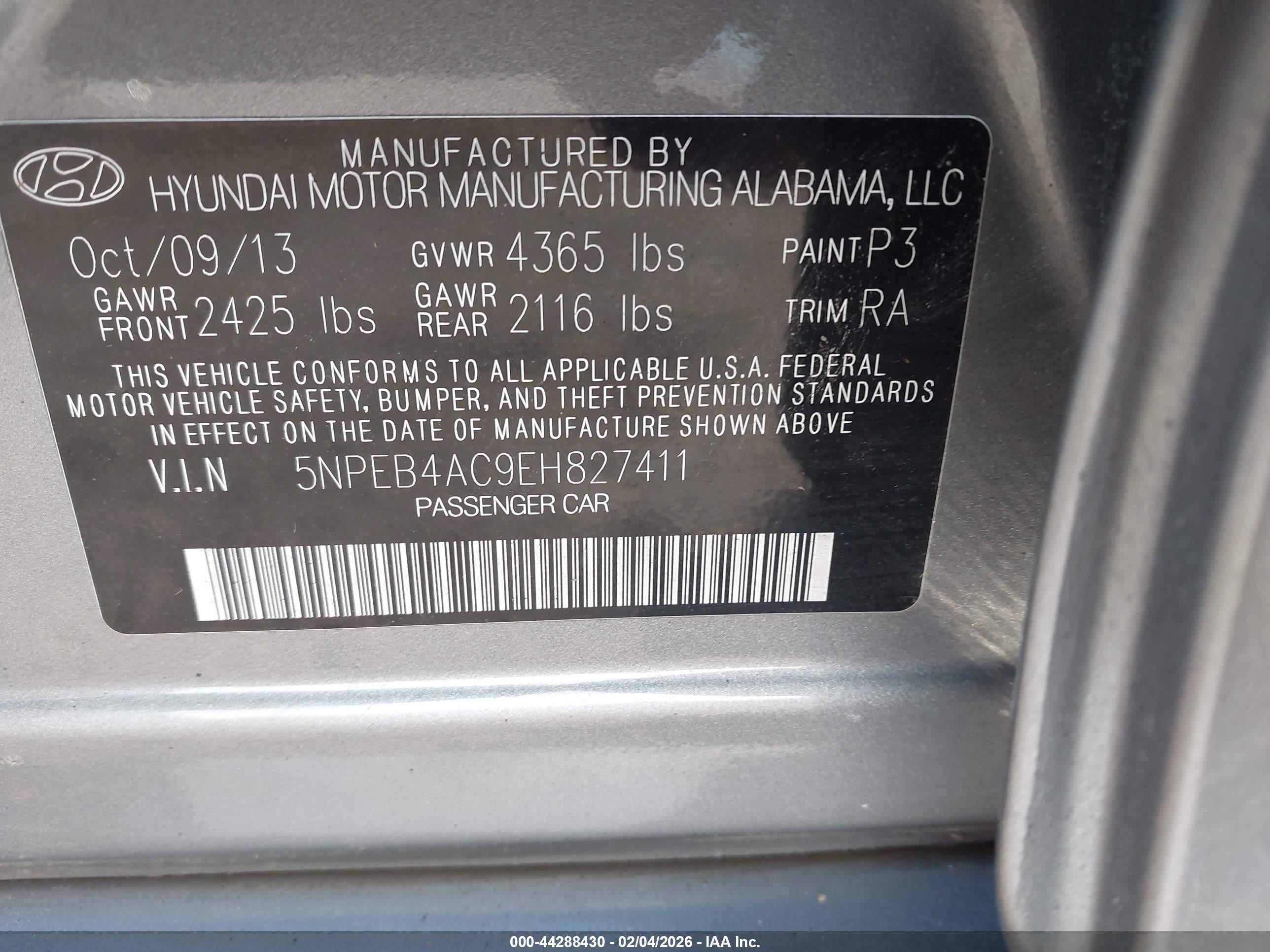 2014 Hyundai Sonata Gls Серый vin: 5NPEB4AC9EH827411