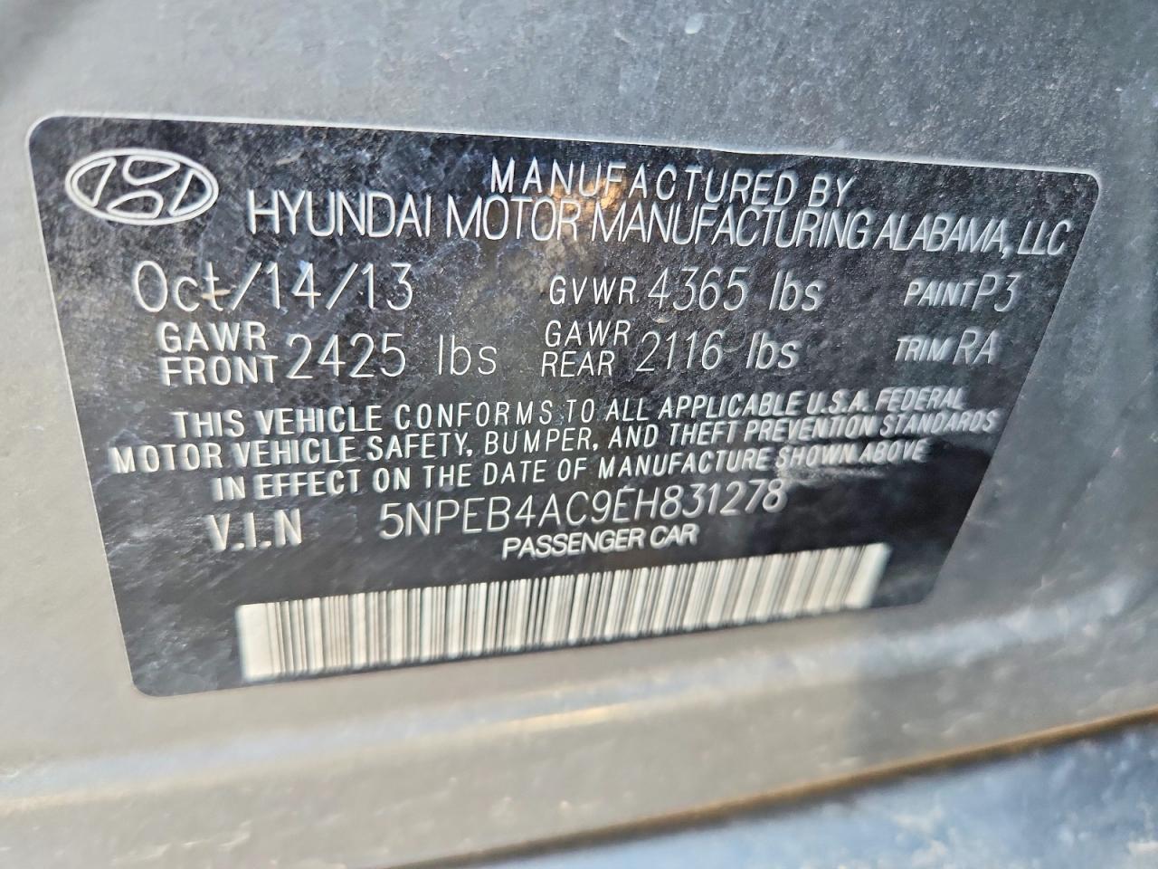 2014 Hyundai Sonata Gls Charcoal vin: 5NPEB4AC9EH831278