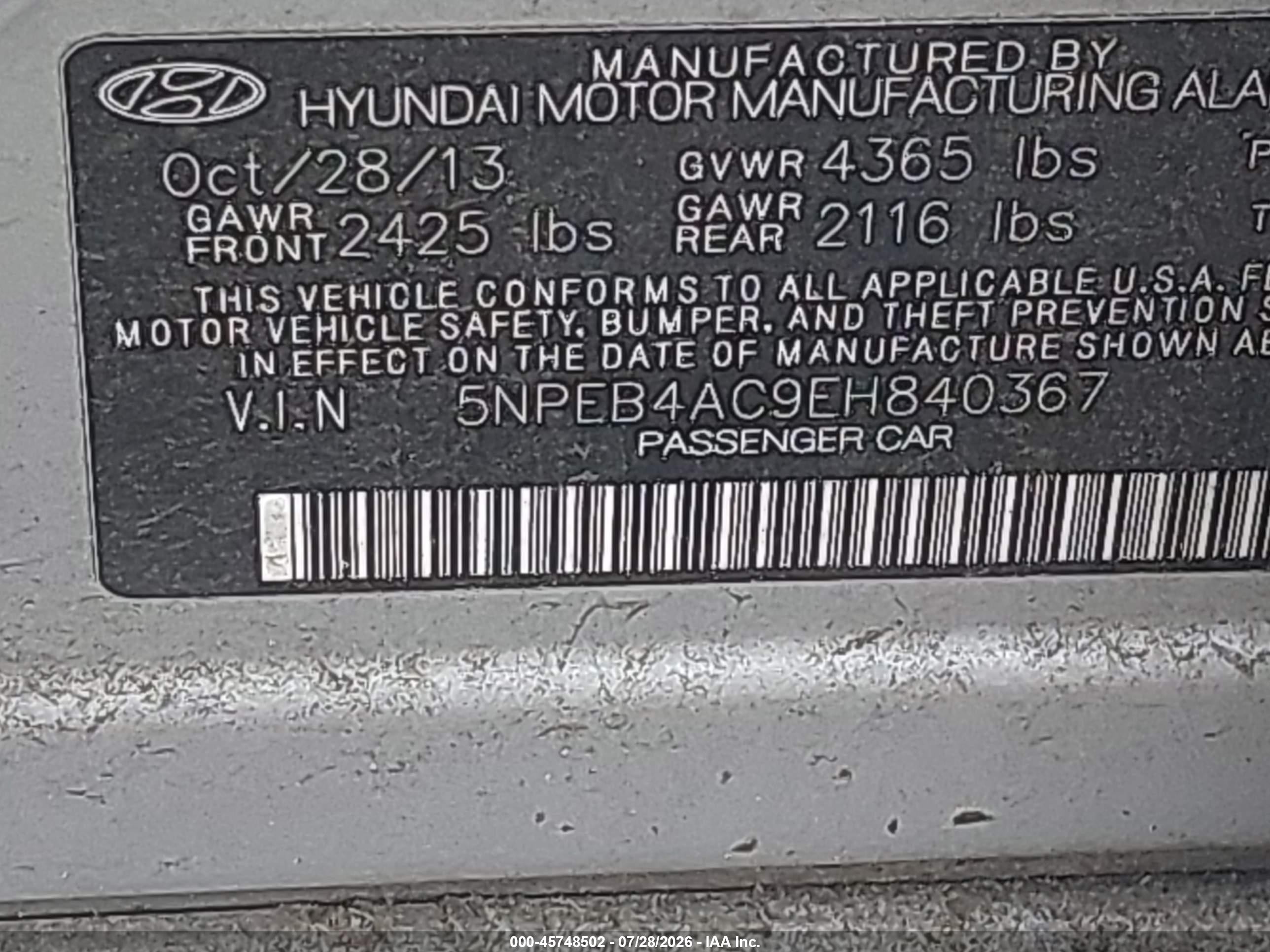 2014 Hyundai Sonata Gls Silver vin: 5NPEB4AC9EH840367