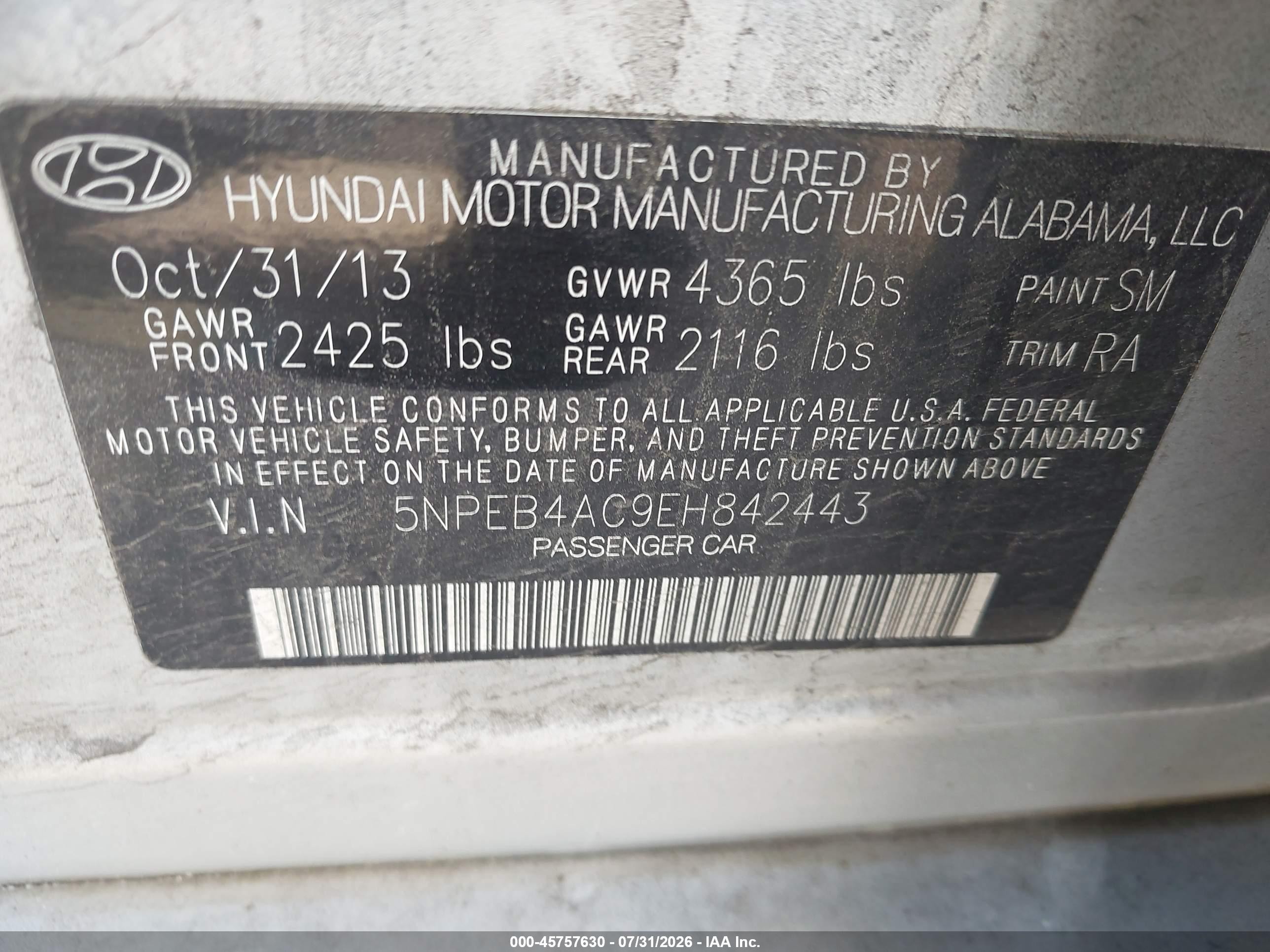 2014 Hyundai Sonata Gls Silver vin: 5NPEB4AC9EH842443