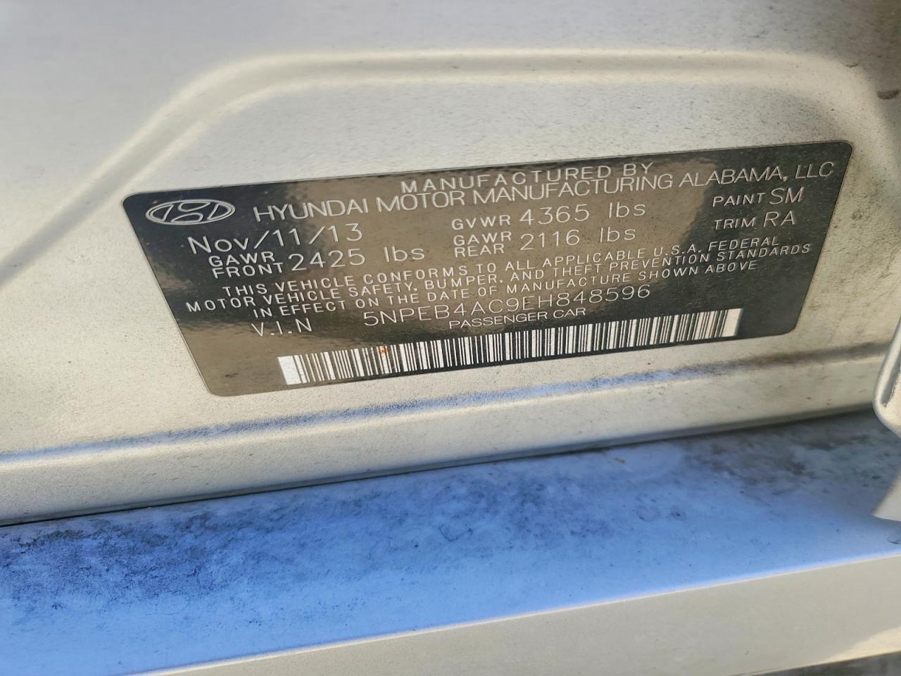 2014 Hyundai Sonata Gls Серый vin: 5NPEB4AC9EH848596