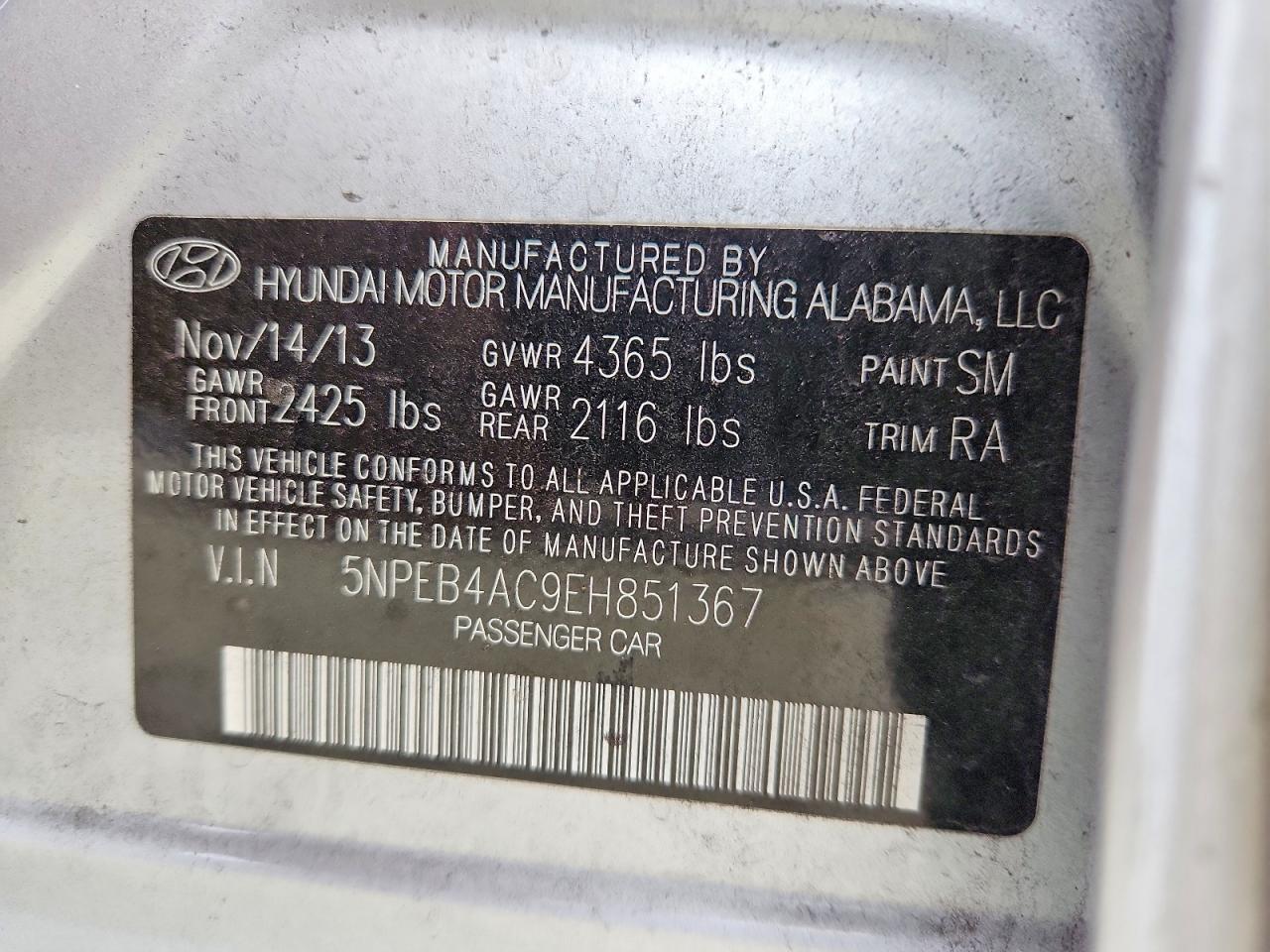 2014 Hyundai Sonata Gls Silver vin: 5NPEB4AC9EH851367