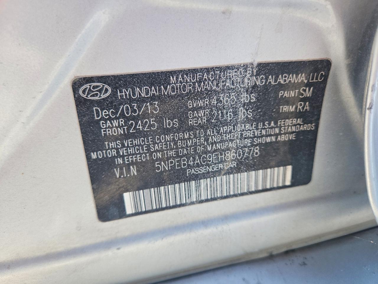 2014 Hyundai Sonata Gls Silver vin: 5NPEB4AC9EH860778