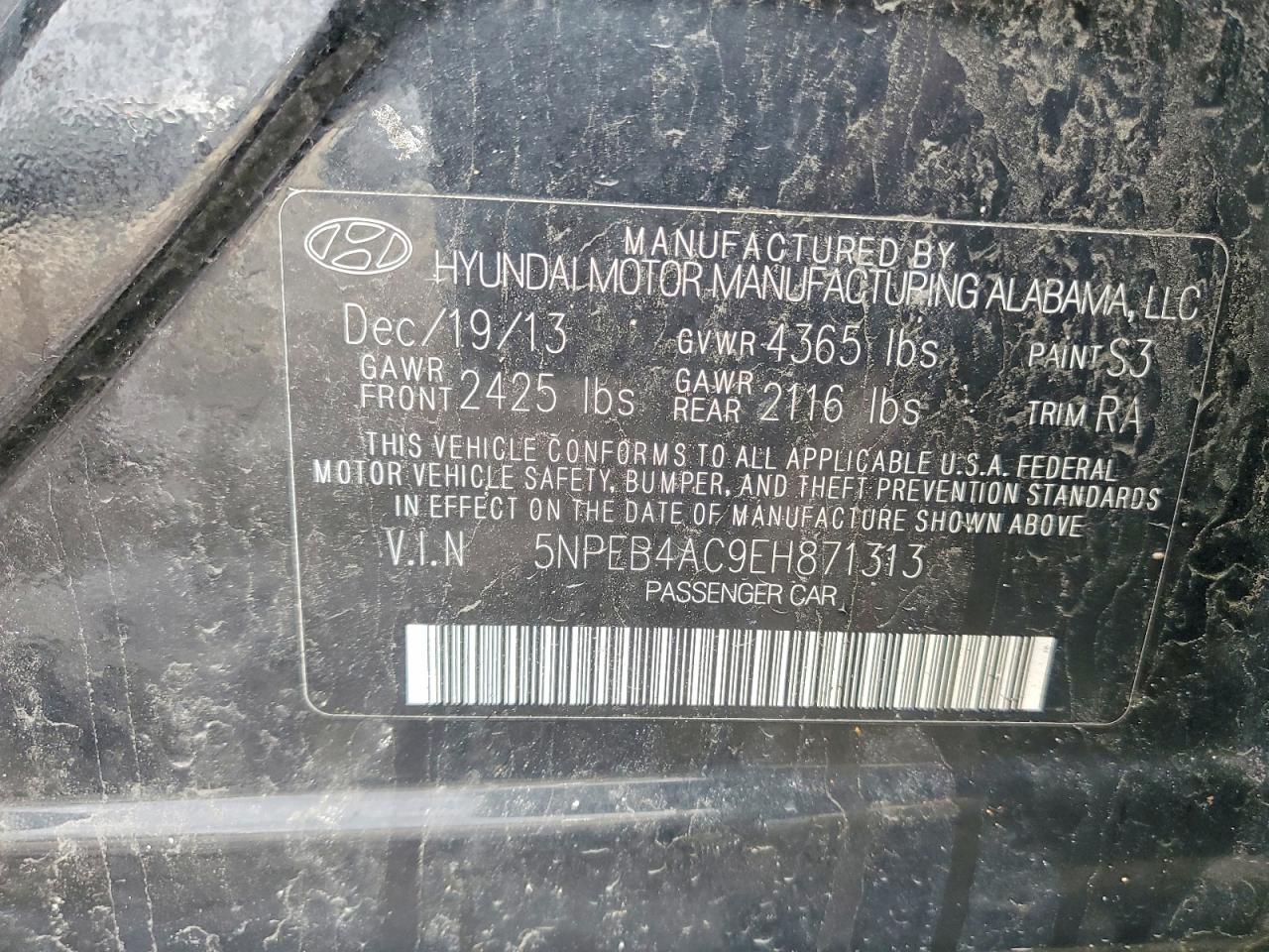 2014 Hyundai Sonata Gls Black vin: 5NPEB4AC9EH871313