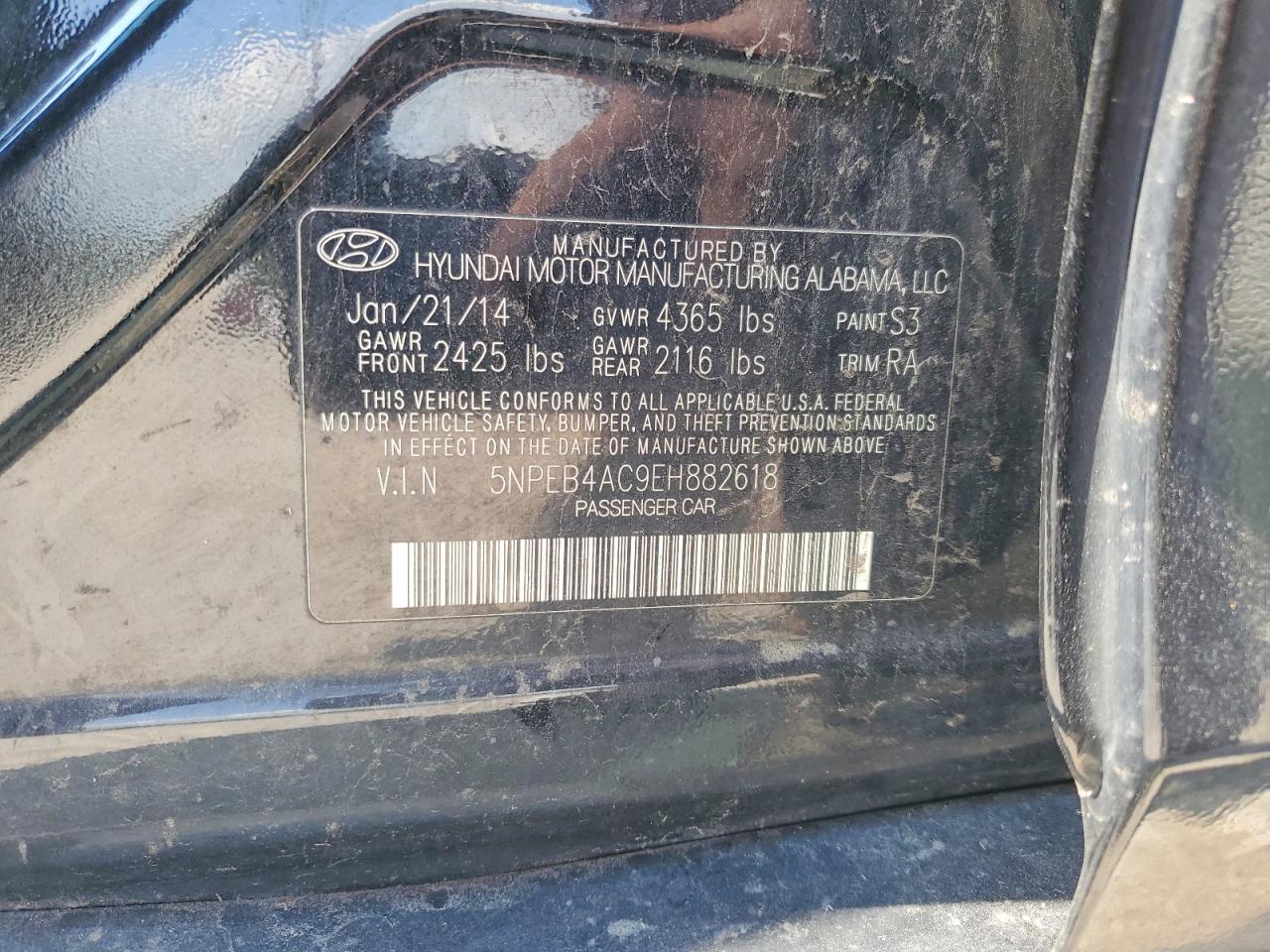 2014 Hyundai Sonata Gls Black vin: 5NPEB4AC9EH882618