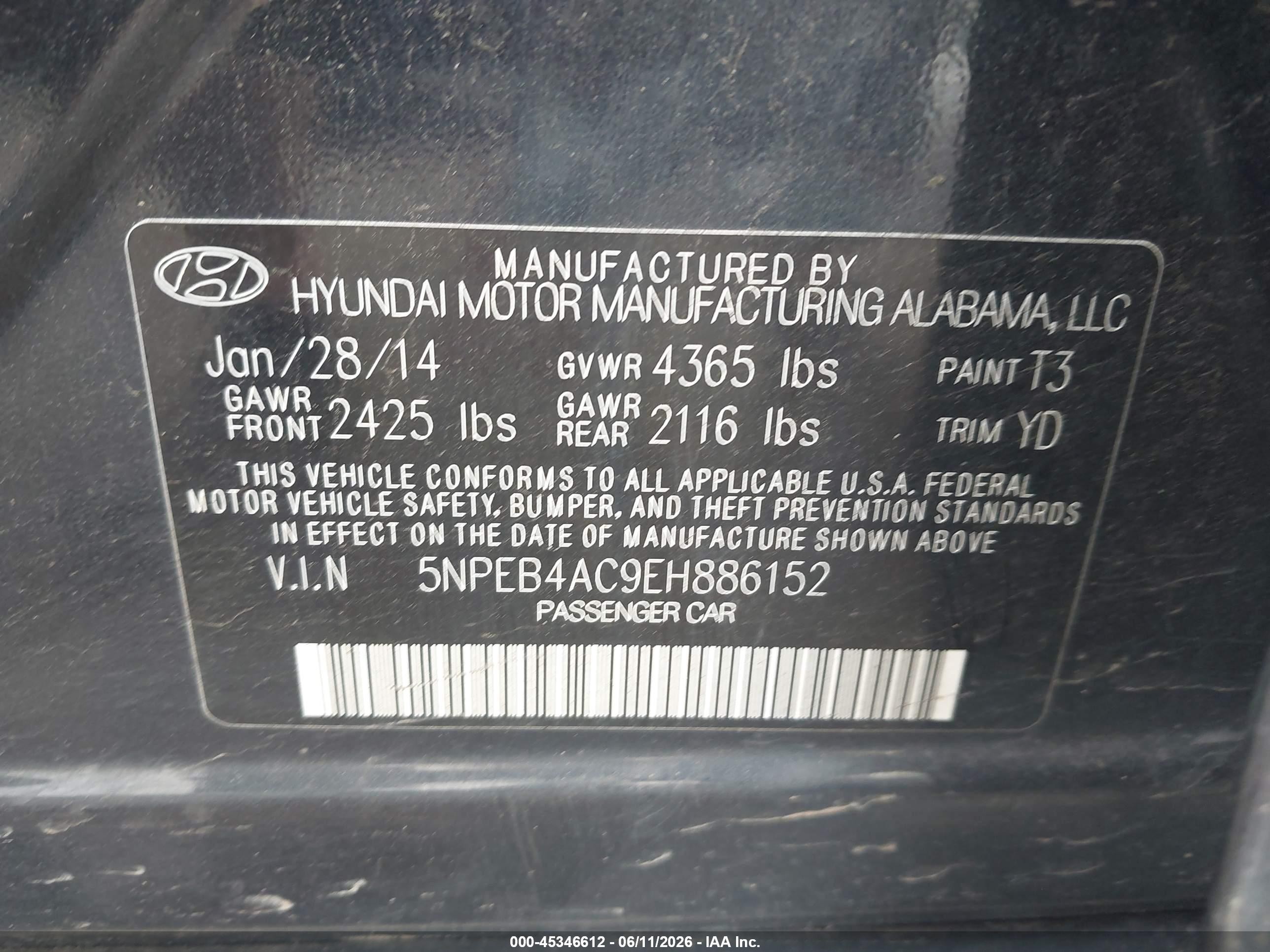 2014 Hyundai Sonata Gls Синий vin: 5NPEB4AC9EH886152